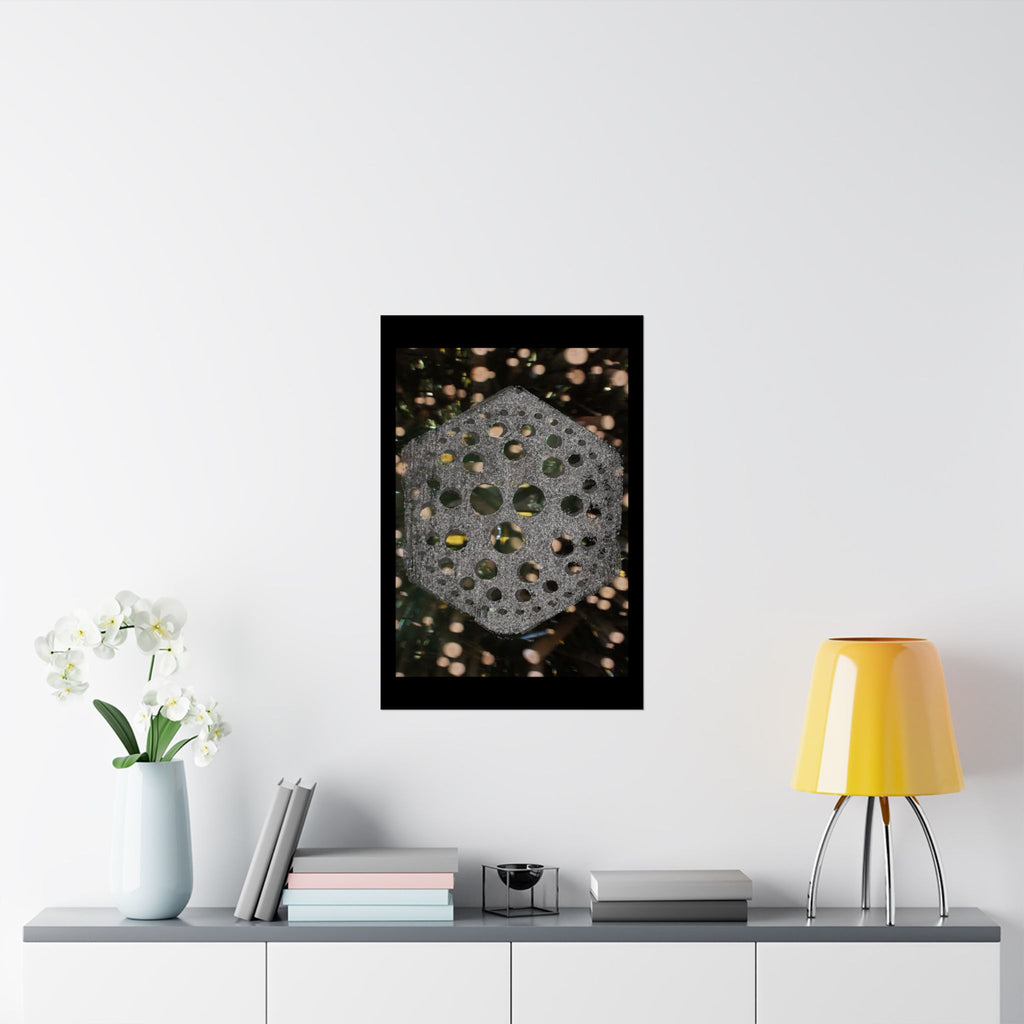 Hexagonal Orb Abstract Matte Vertical Poster | Geometric Space Art