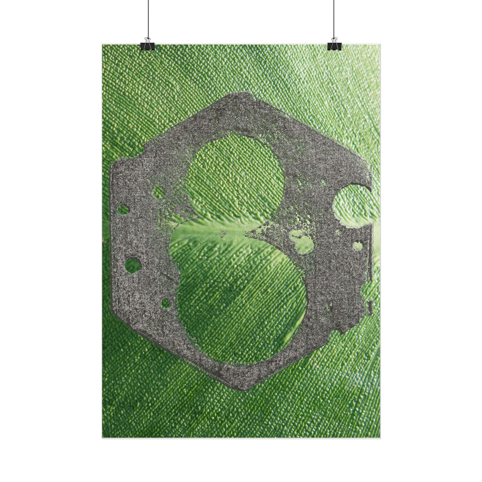 Industrial Gear Art Vertical Posters | Green Textured Abstract