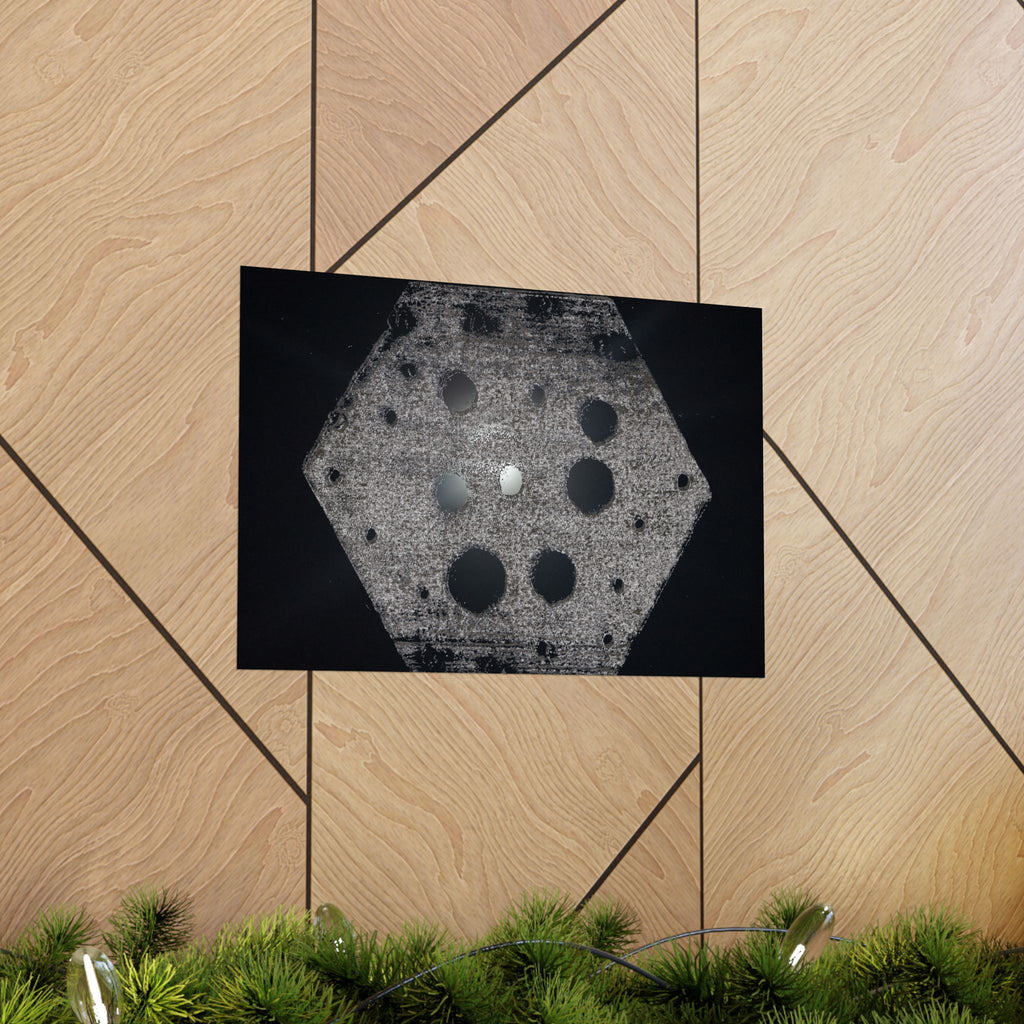 Abstract Hexagon Poster — Minimal Black & Gray Matte Horizontal Wall Art
