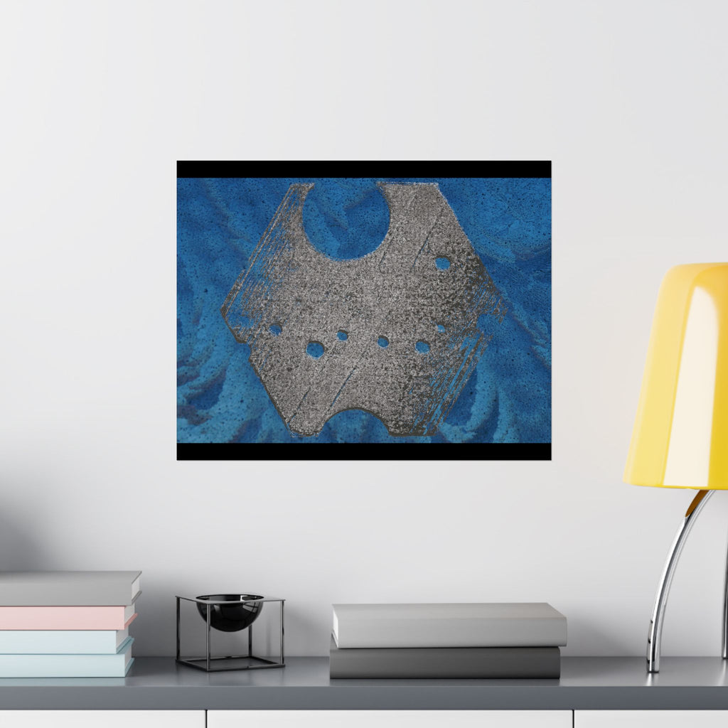 Abstract Blue Texture with Metallic Geometric Shape Poster
