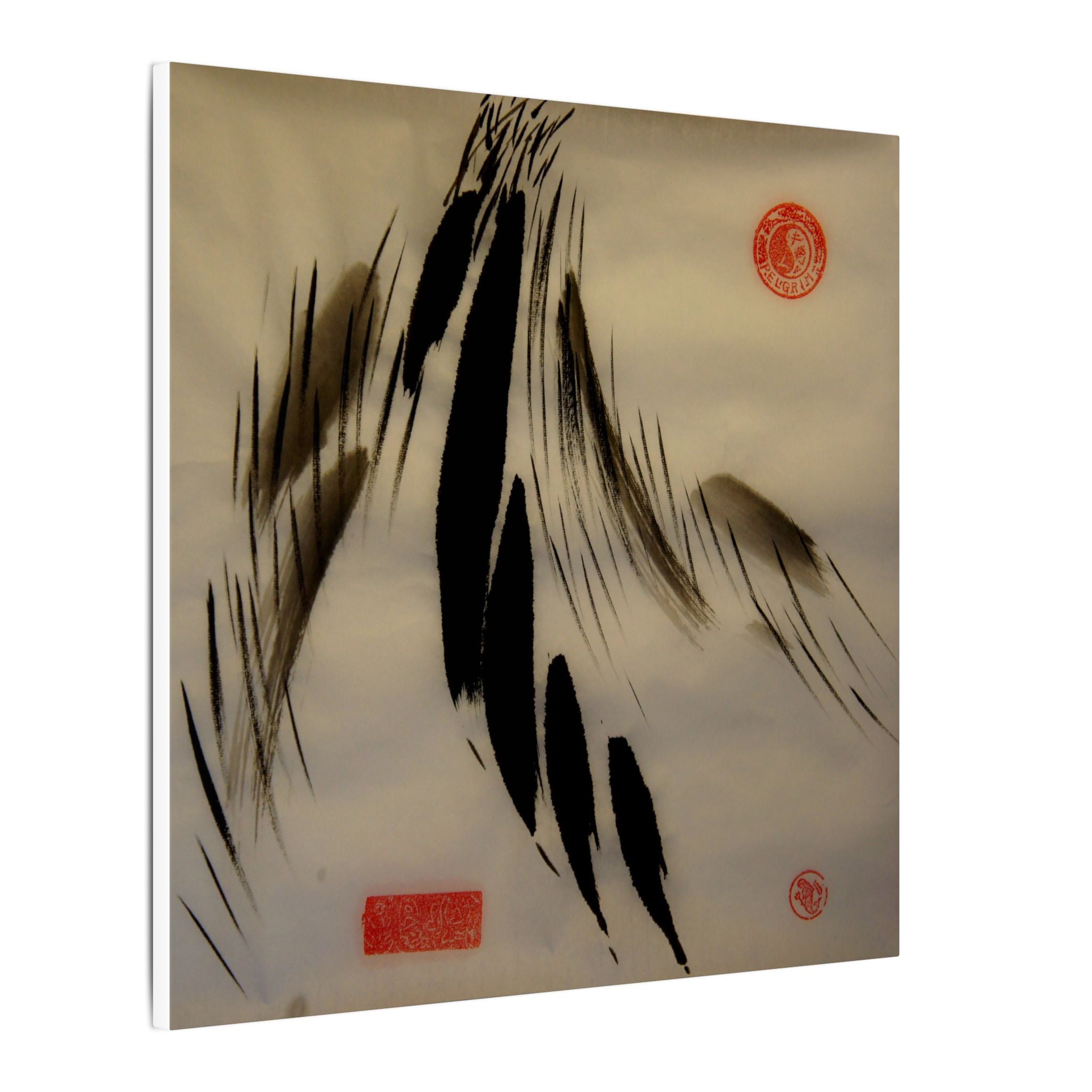 Abstract Ink Brush Canvas Wall Art — Minimal Asian Calligraphy Style