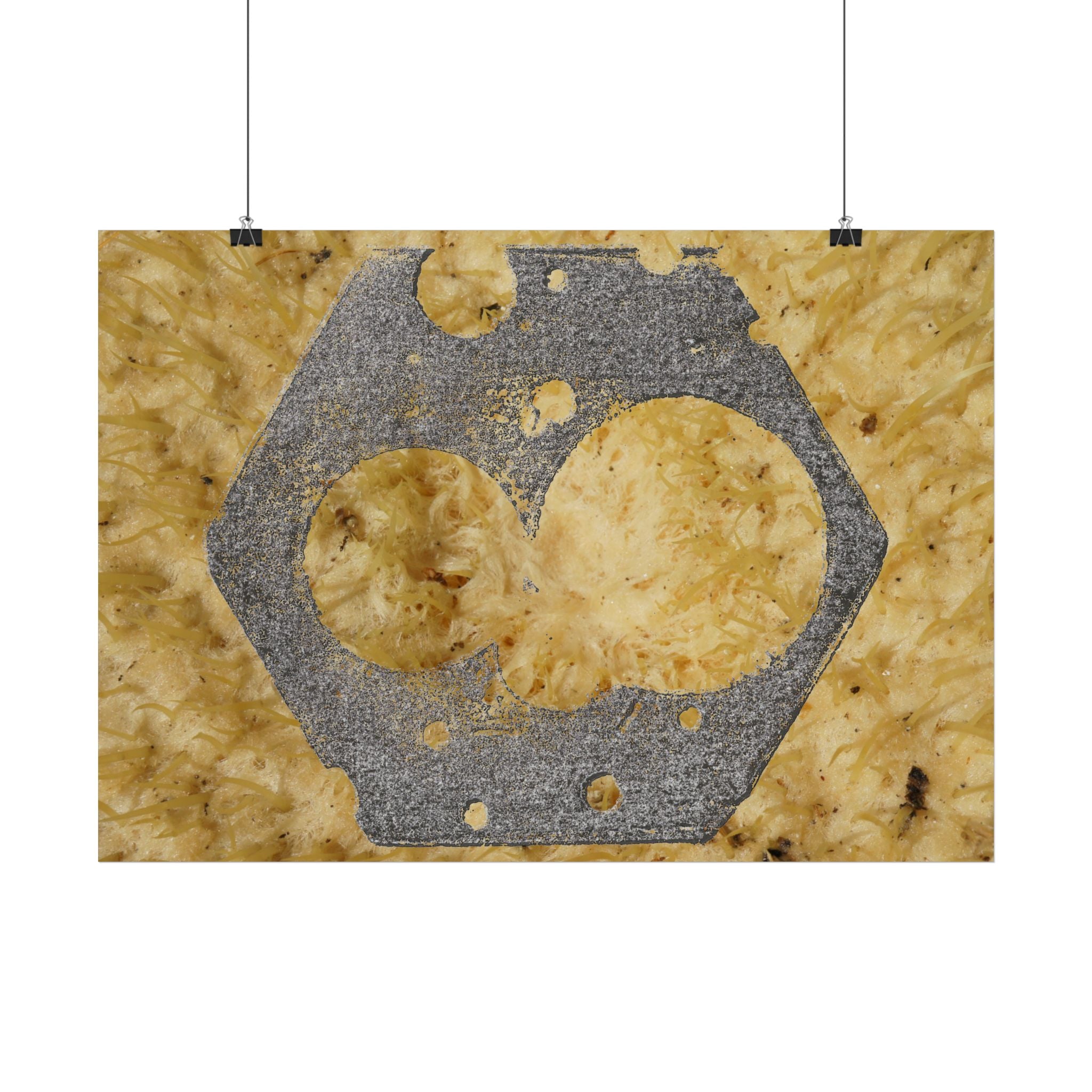 Zeskantmoer Macro Poster | Horizontale poster met industriële textuur 