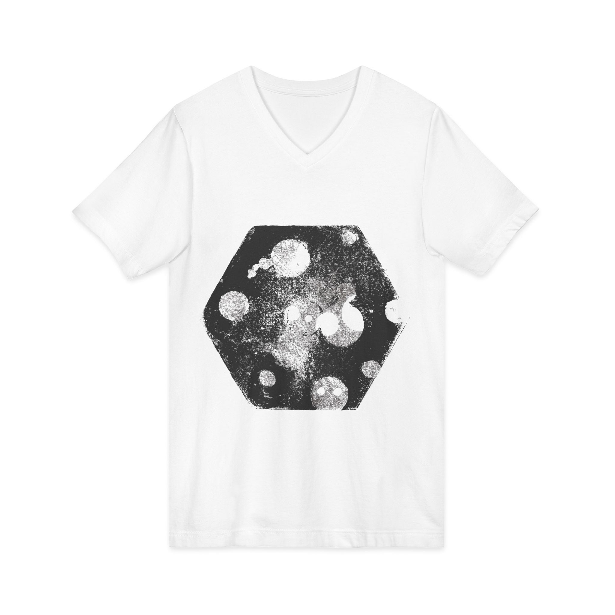 Hex Moon Graphic V-hals T-shirt Design Hex20 — Verweerde Space Cheese Vintage Astronomie V-hals T-shirt 