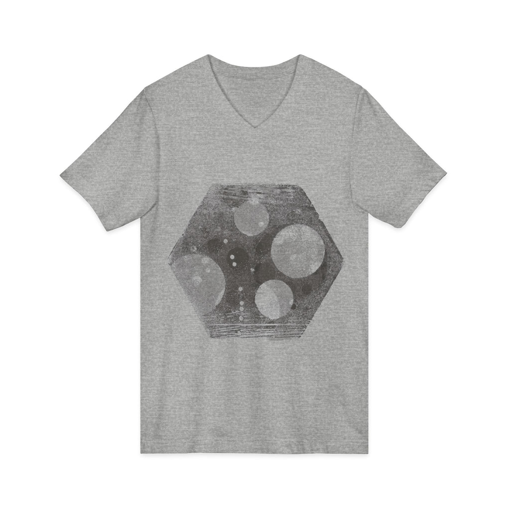 Hex Moon Graphic Tee Design Hex13 — Distressed Space Cheese Vintage Astronomy V-Neck T-Shirt