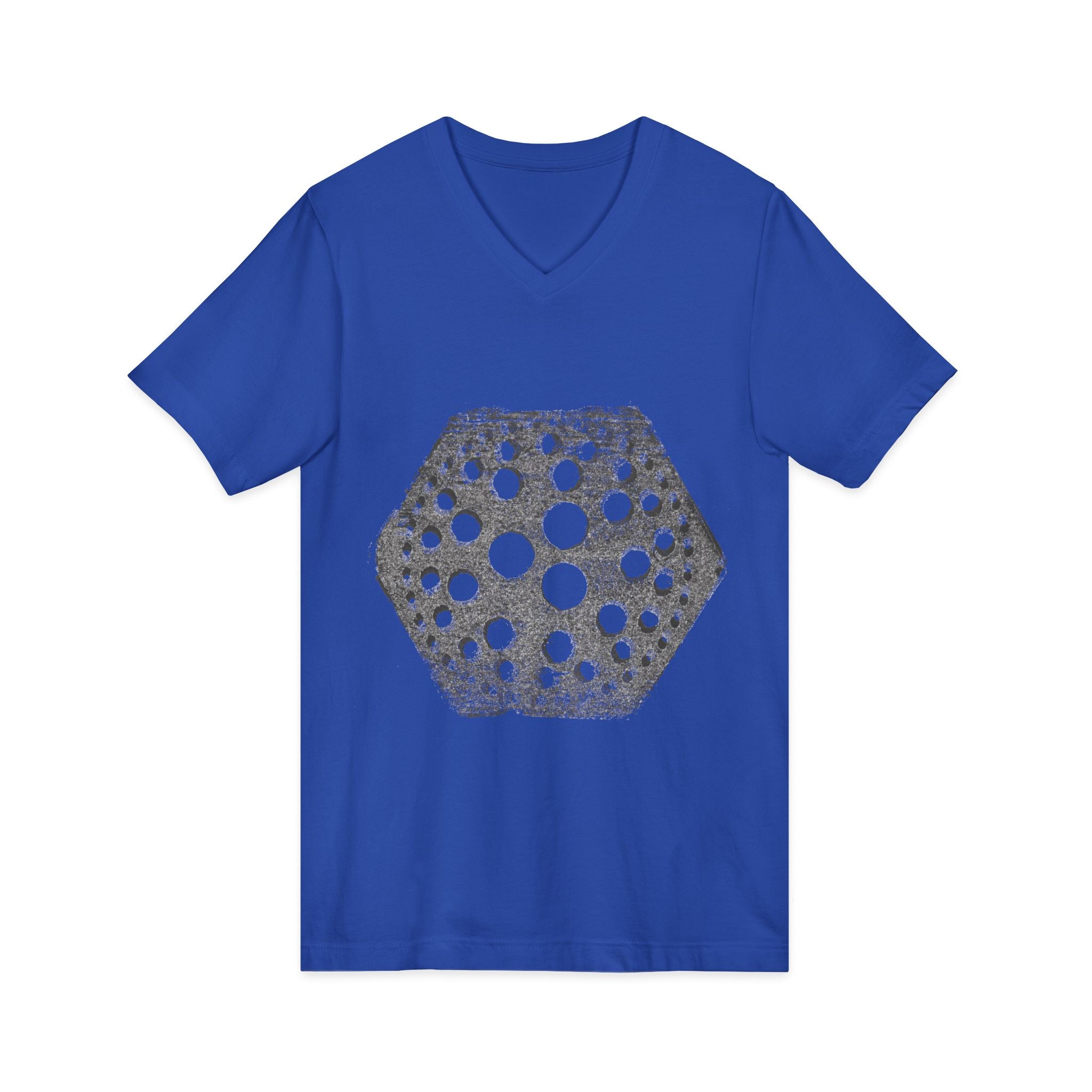 Hex Moon Graphic Tee Design Hex03 — T-shirt met V-hals en vintage astronomisch design, geïnspireerd op Space Cheese