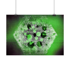 Abstracte groene zeshoekige poster — Moderne sciencefiction muurdecoratie 