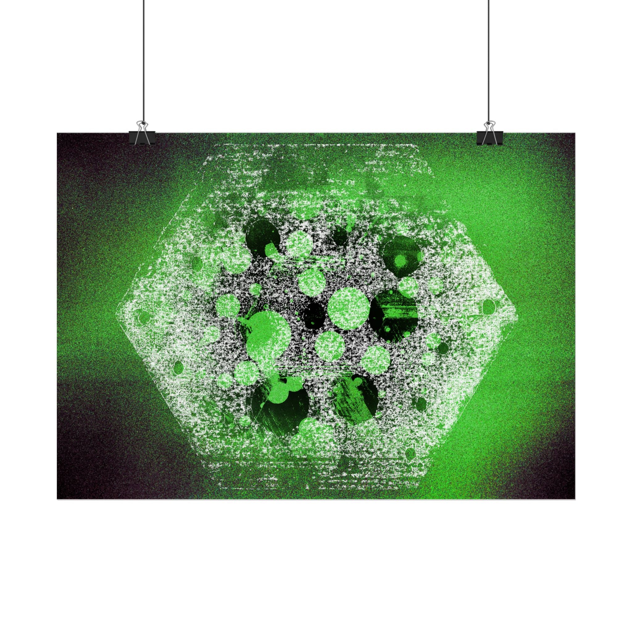 Abstract Green Hexagon Poster — Modern Sci‑Fi Wall Art