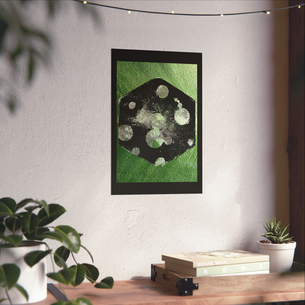 Abstract Green Dice Art Poster — Matte Vertical Wall Print