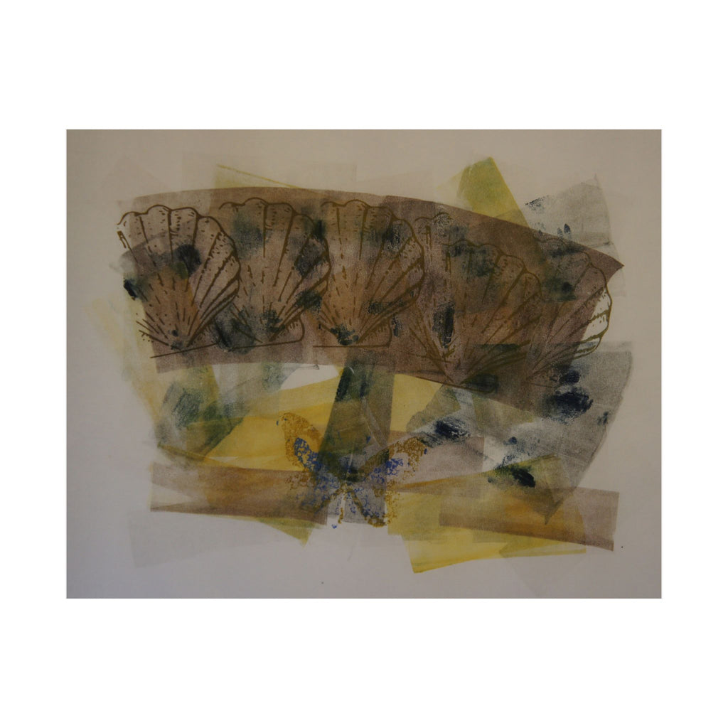 Abstract Botanical Poster — Matte Horizontal Wall Art with Feather & Floral Collage