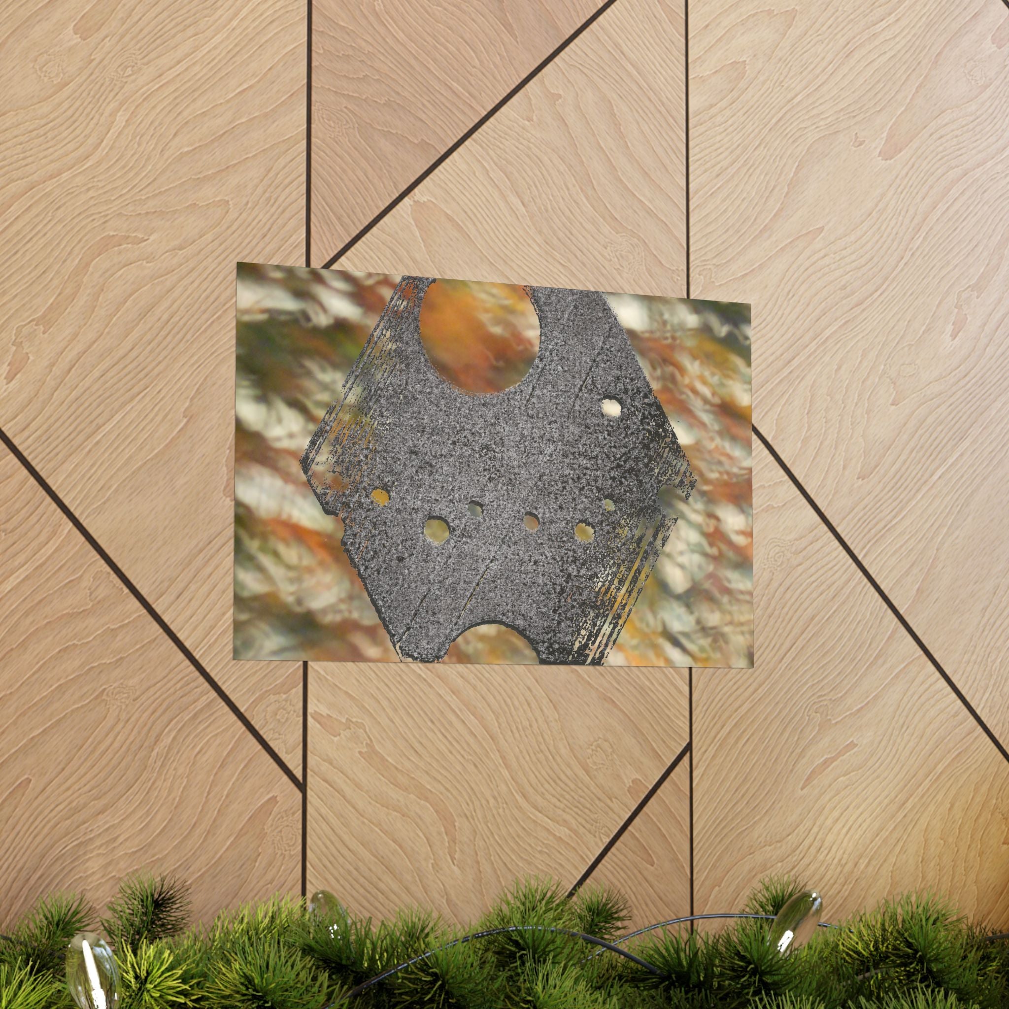 Abstracte geometrische textuur, matte horizontale poster | Industriële maankunst 