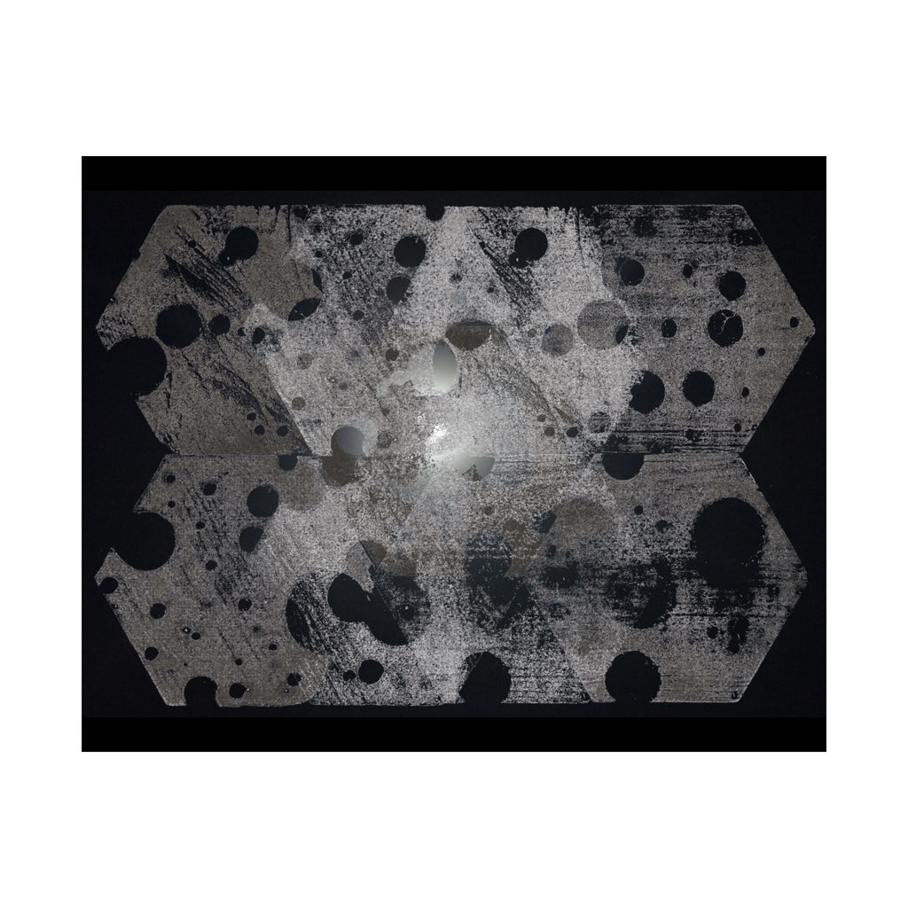 Abstract Hexagon Dots Matte Poster — Monochrome Industrial Wall Art