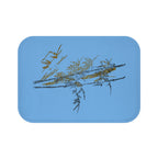 Blue Abstract Floral Bath Mat — Modern Nature-Inspired Bathroom Rug