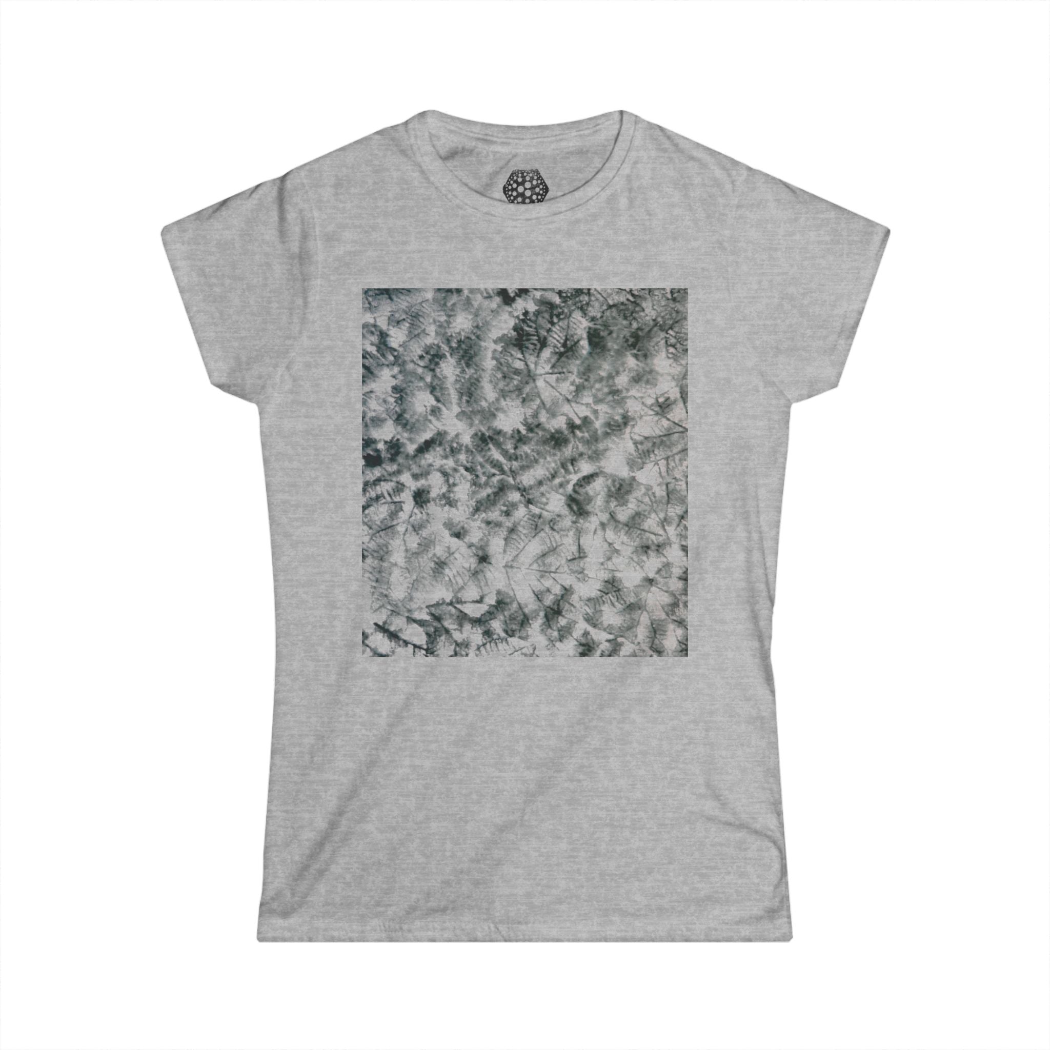Women's Tie-Dye Square Graphic Tee — Monochrome Abstract Pattern