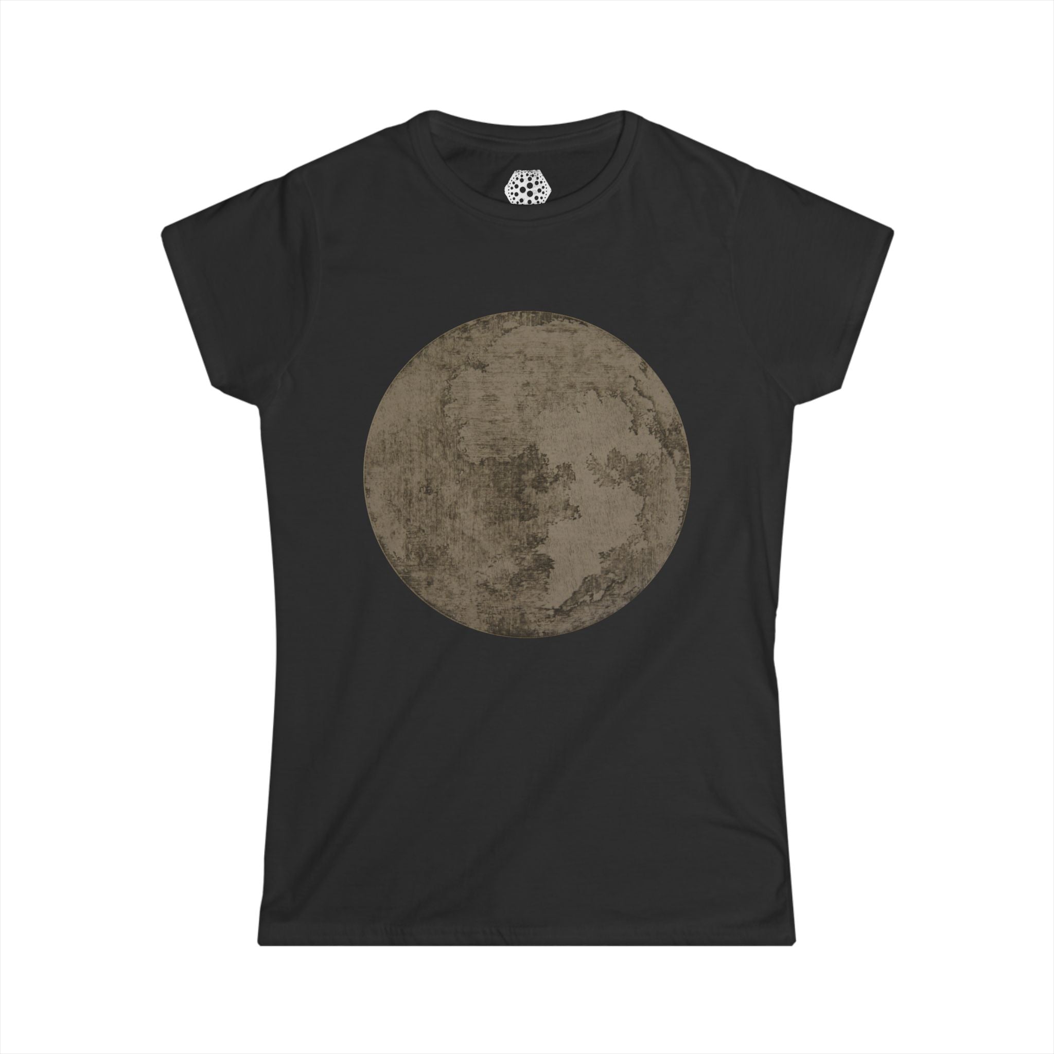 T-shirt met maanprint — Vintage T-shirt voor dames met volle maan