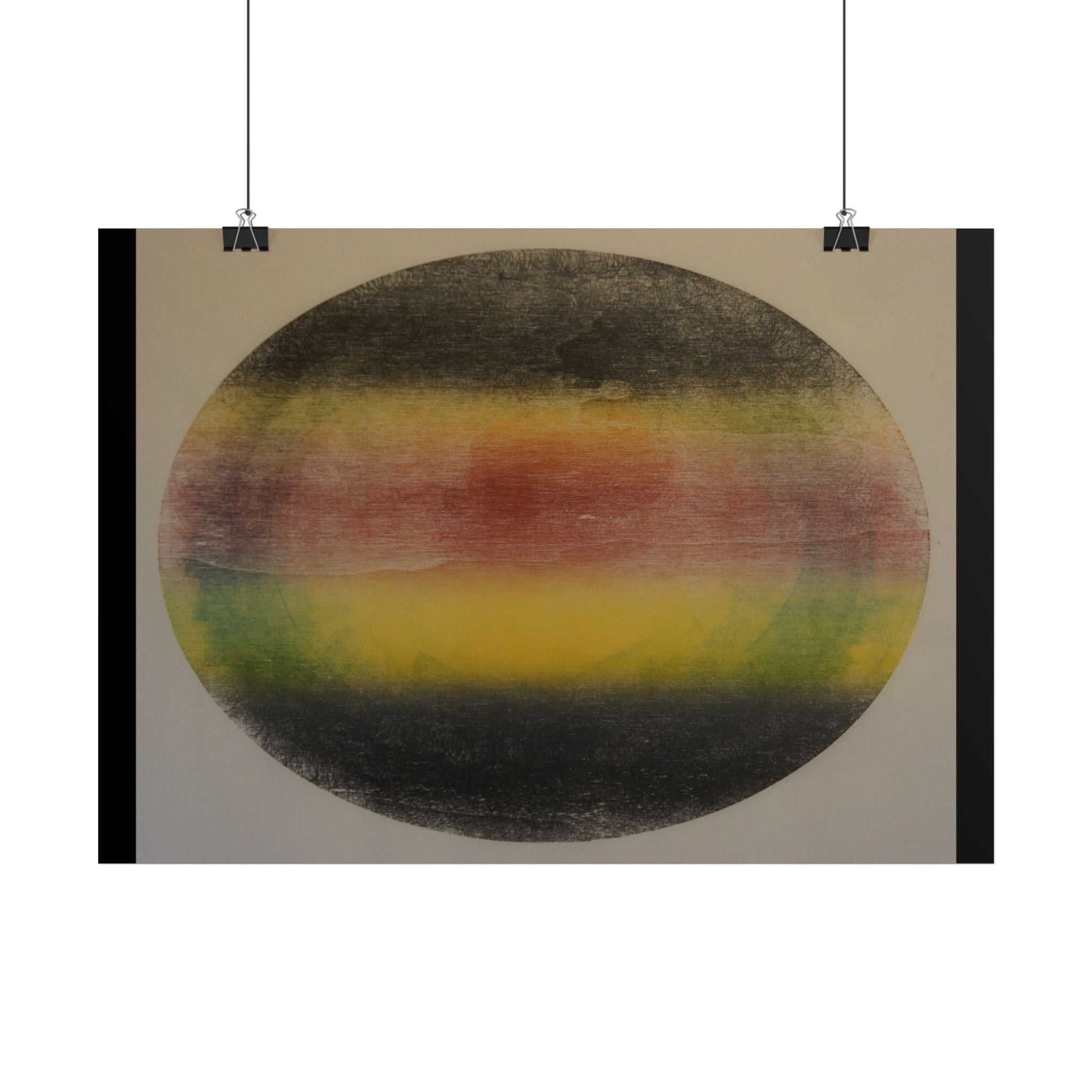 Abstracte poster met kleurbanden — Retro cirkelvormige muurdecoratie met kleurverloop 