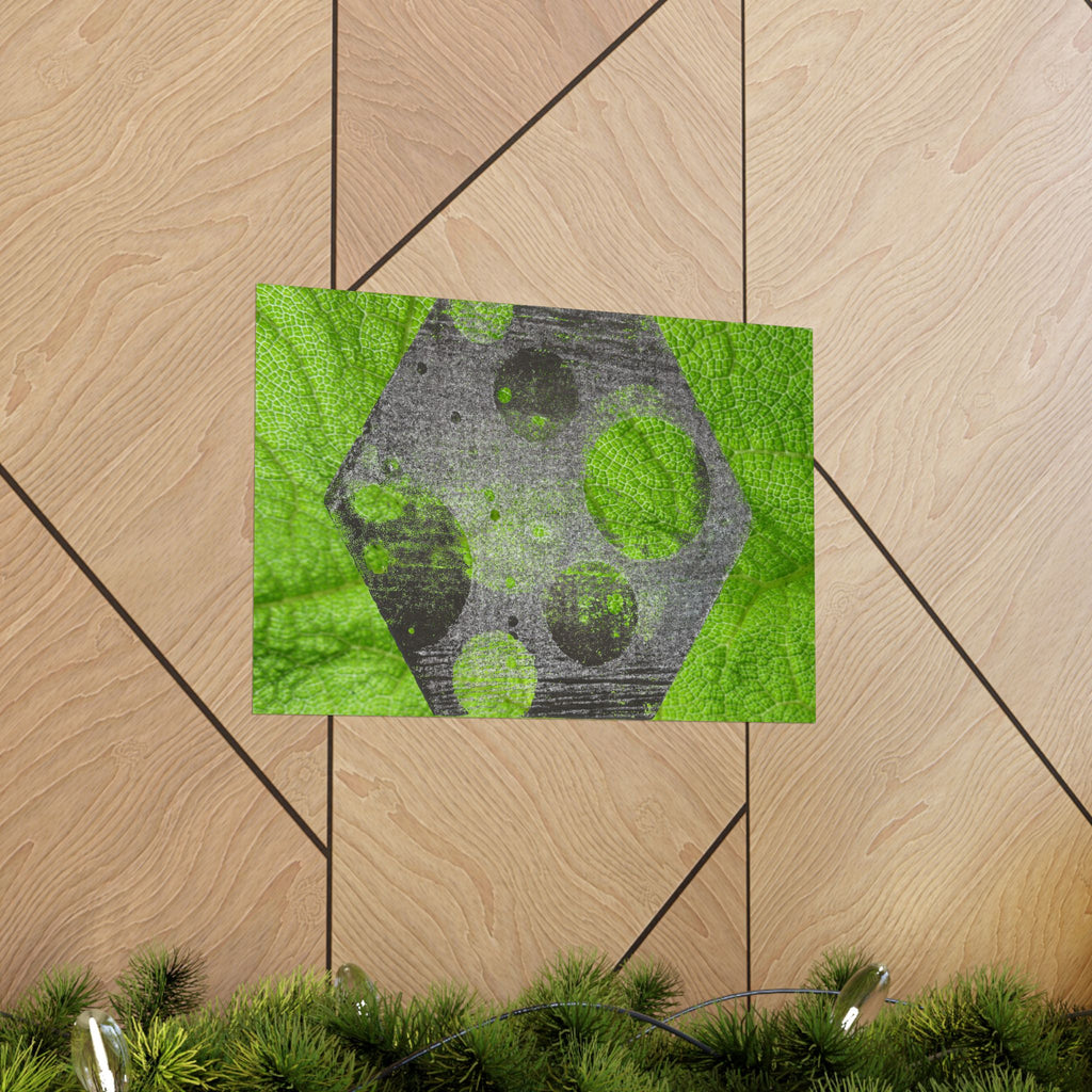 Abstract Green Hexagon Matte Poster — Modern Geometric Wall Art