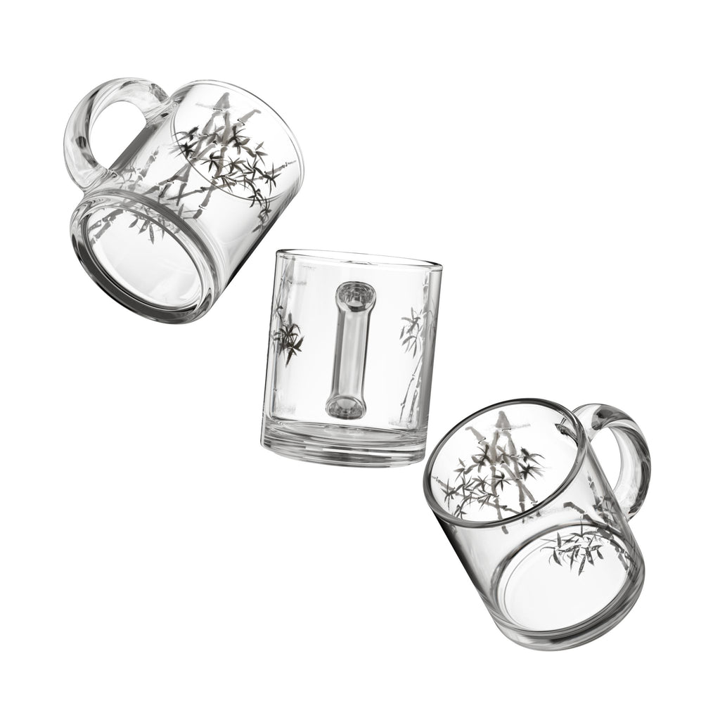 10oz Glass Mug with Bamboo Silhouette — Japanese Zen Tea Cup