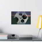 Abstract Cosmic Hex Matte Poster — Surreal Moon & Film Reel Wall Art
