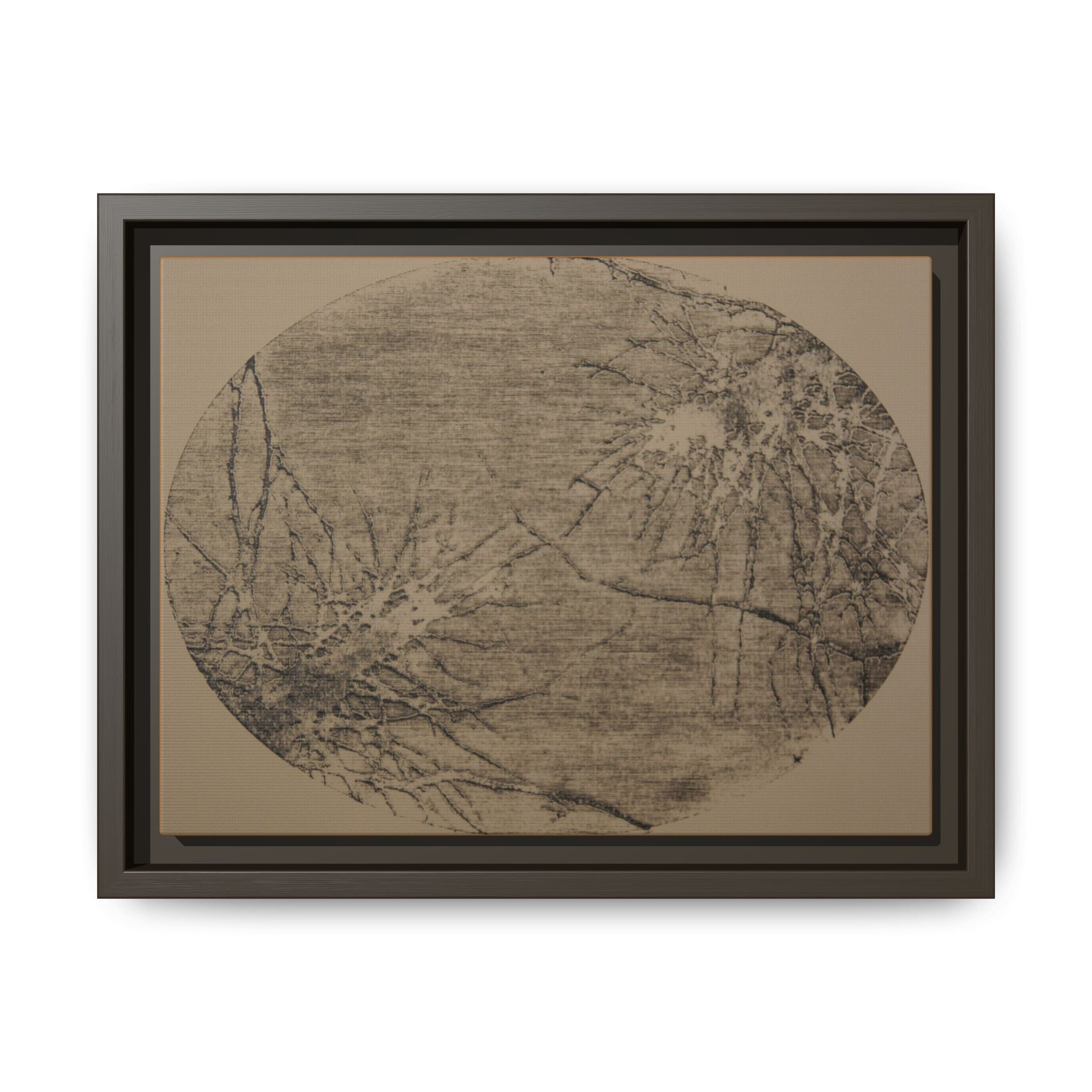 Framed Matte Canvas Art, no 04 — Twin Tree Wood-Carving Reproduction (Black & Donkey Brown)