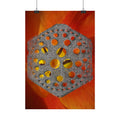 Hexagon Metal Pattern on Orange Petal Poster