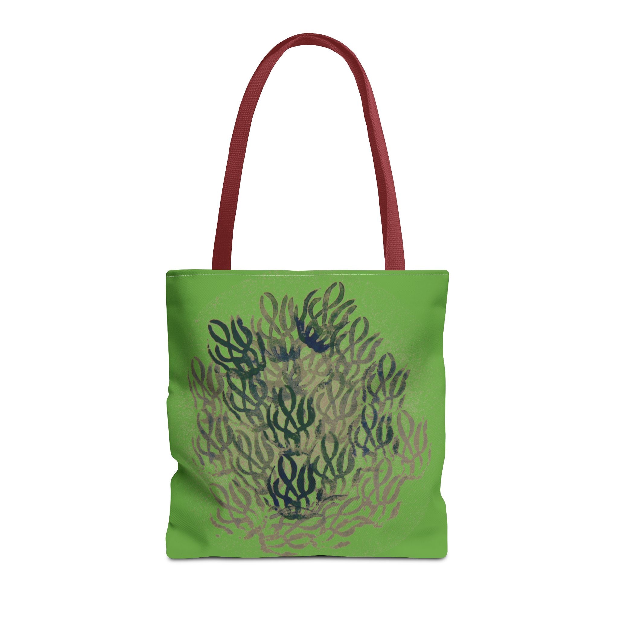 Green Abstract Coral Tote Bag – Ocean-Inspired All-Over Print Tote