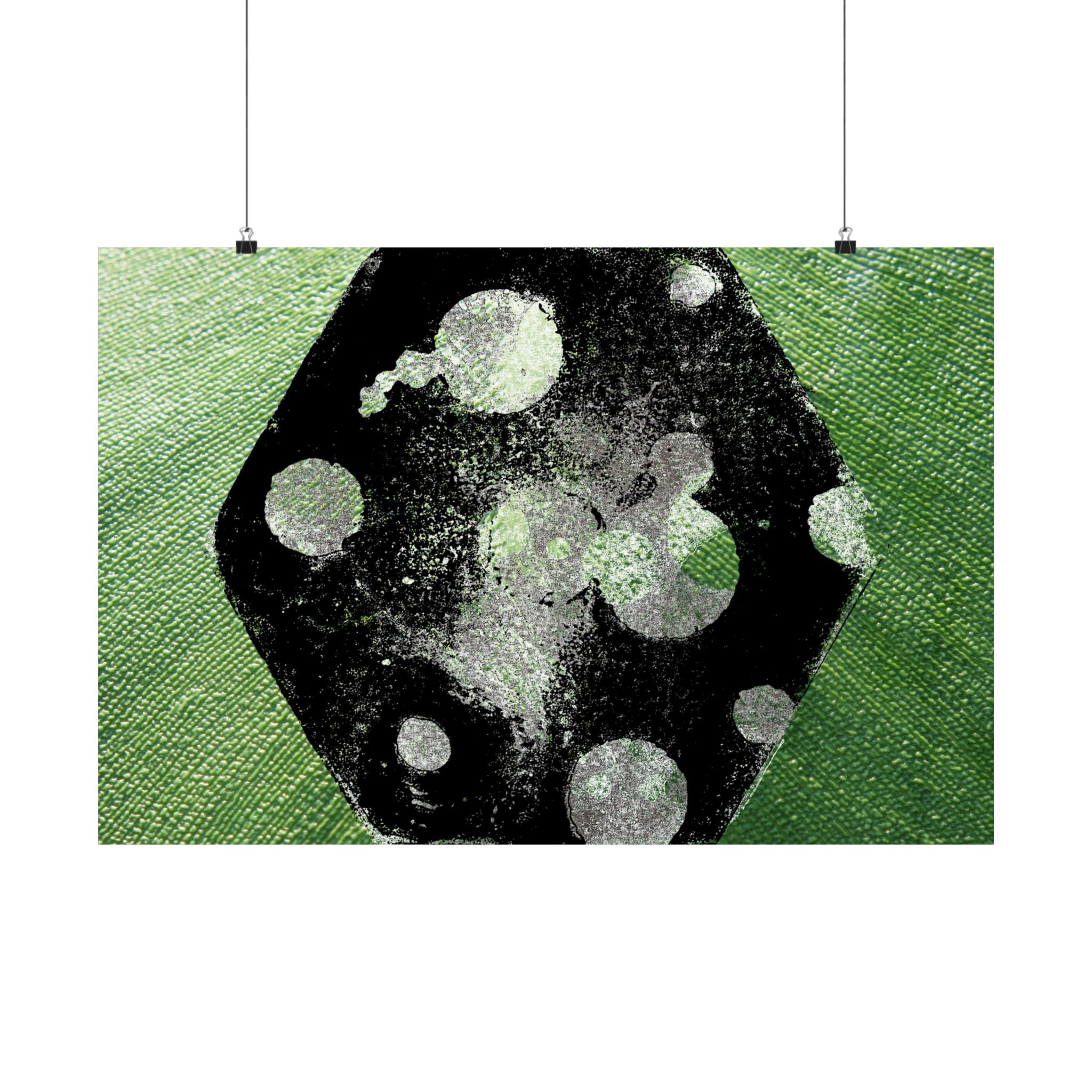 Abstract Green Dice Matte Poster — Geometric Art Print