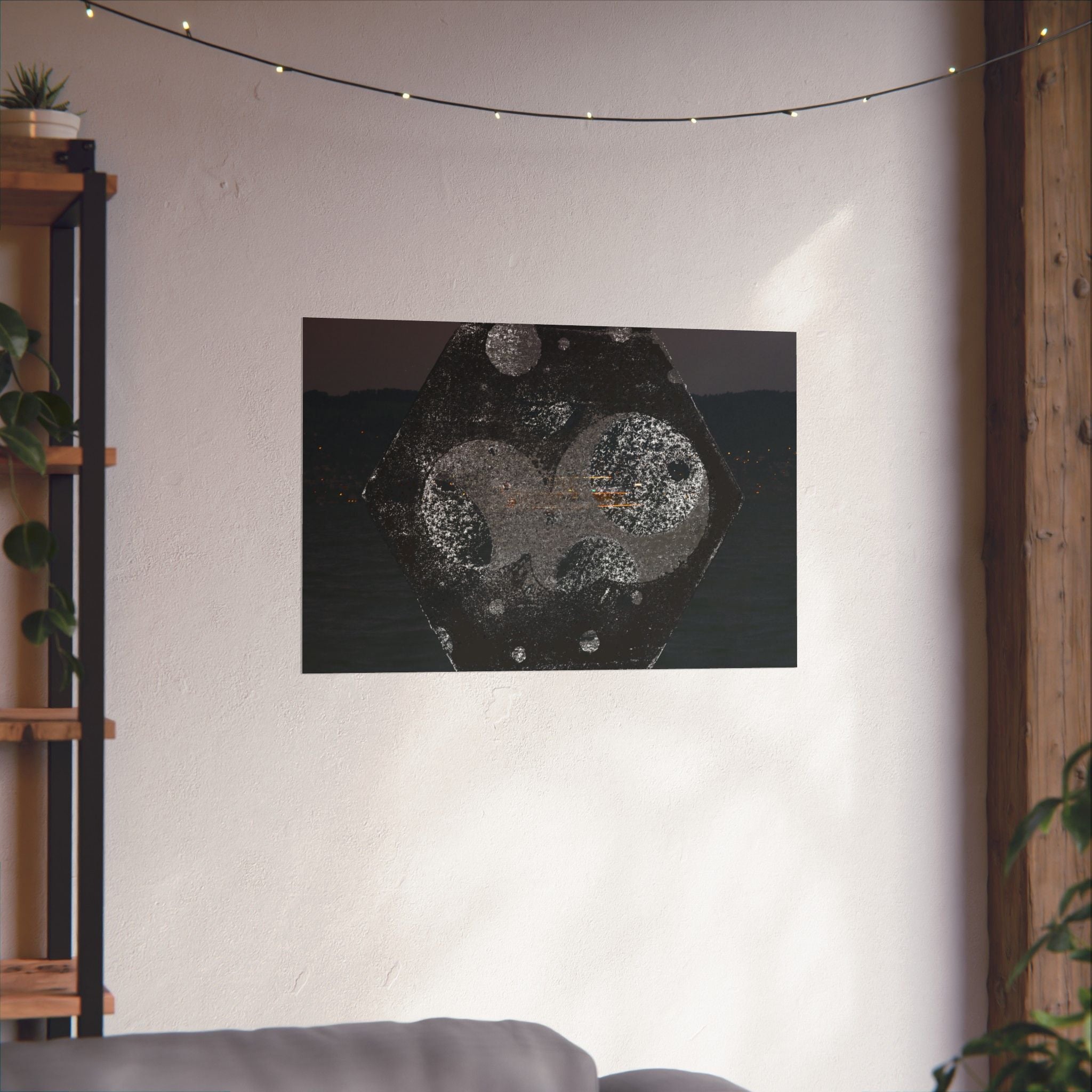 Matte Horizontal Poster — Abstract Cosmic Hexagon Nightscape