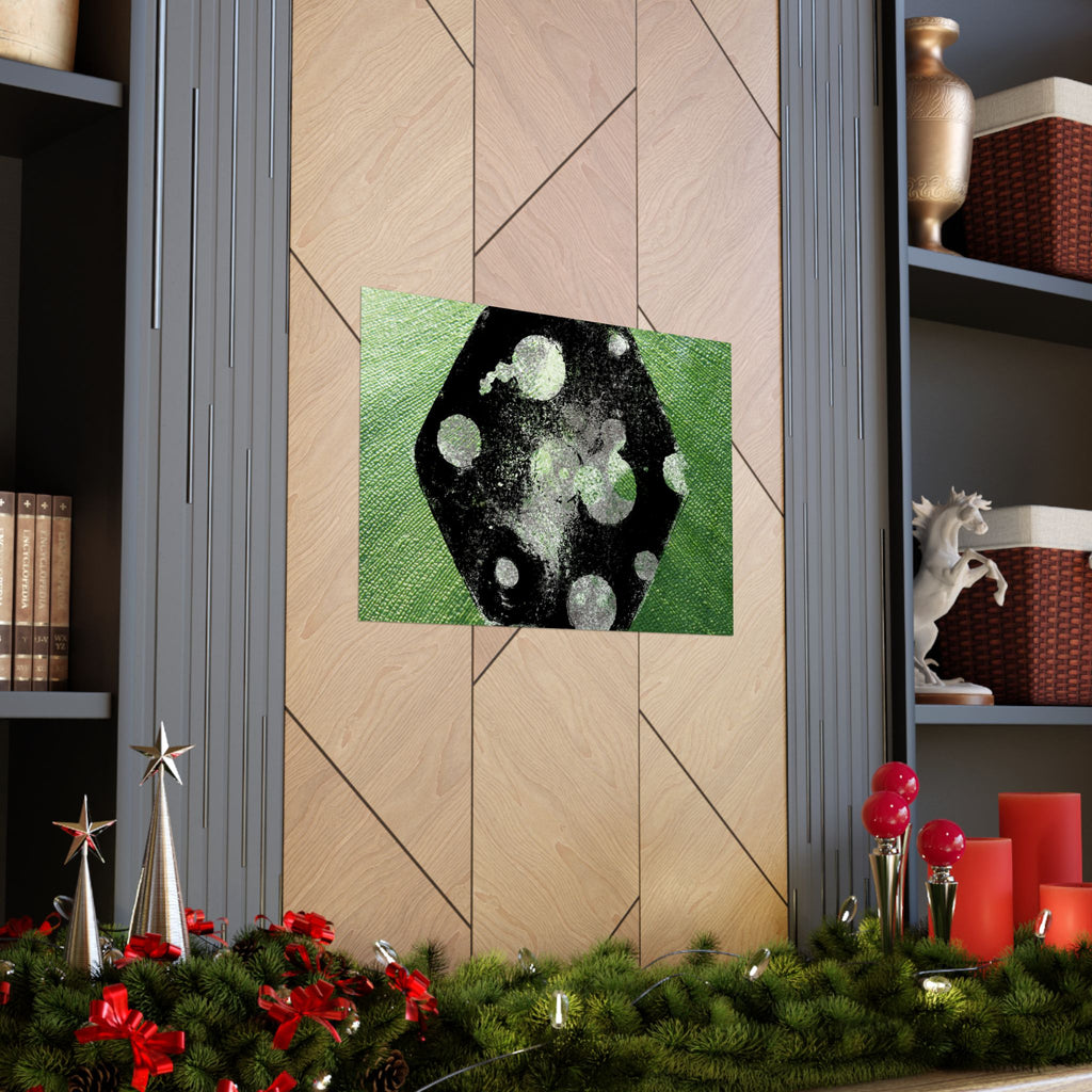 Abstract Green Dice Matte Poster — Geometric Art Print
