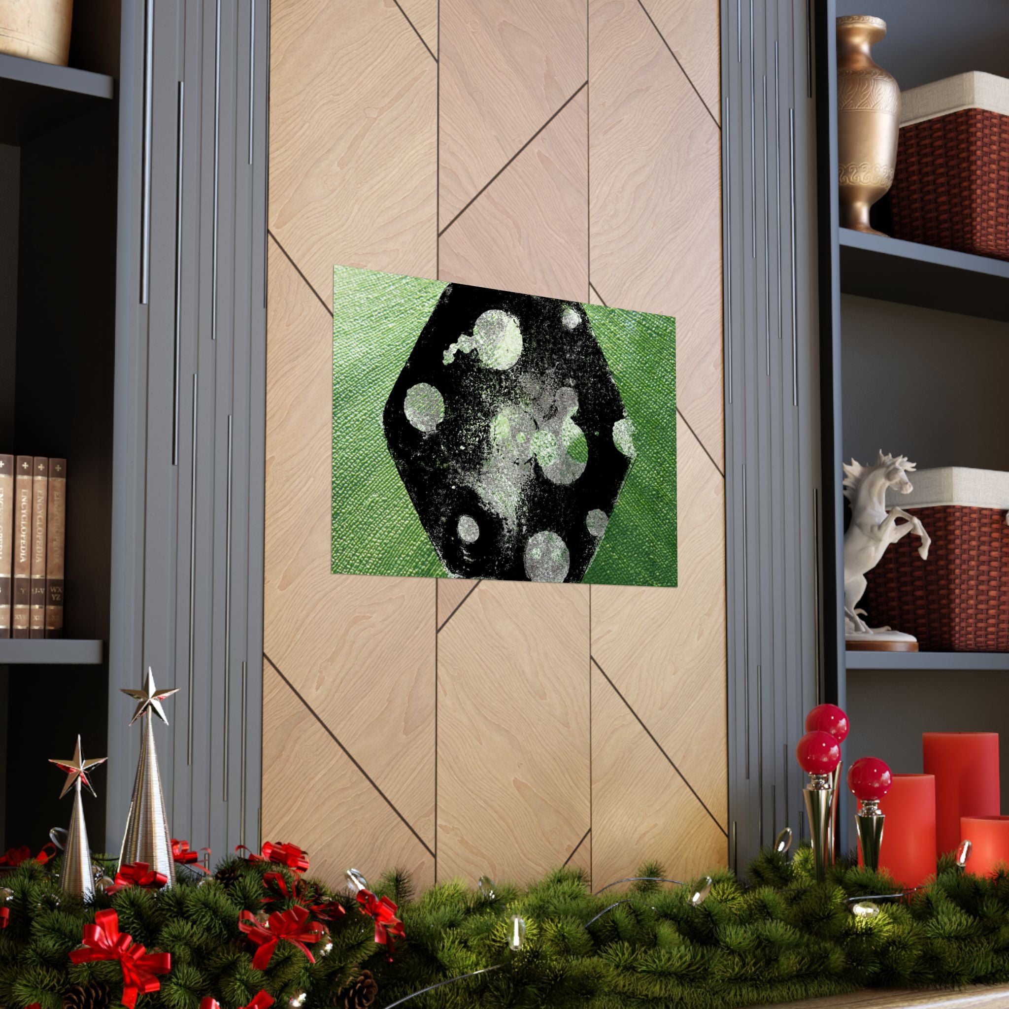 Abstract Green Dice Matte Poster — Geometric Art Print