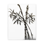 Canvasprint met bamboe-inkt en matte afwerking — Minimalistische Aziatische penseelkunst wanddecoratie 