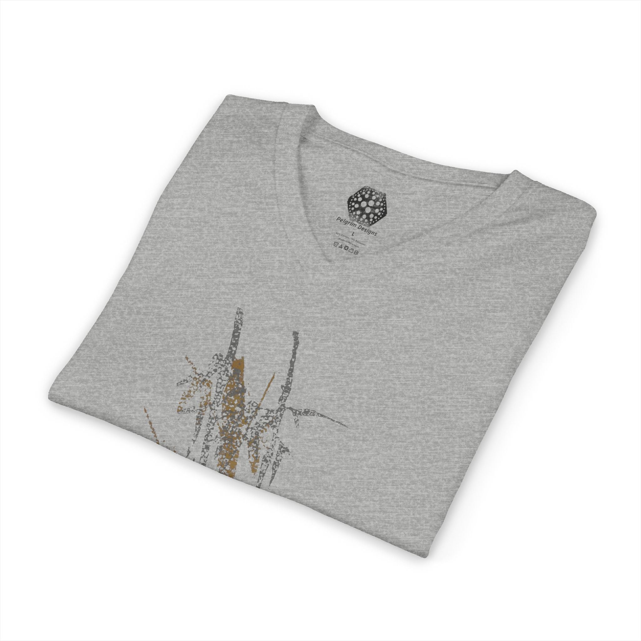 Botanical Grass V-Neck Tee — Minimal Dried Wildflower Illustration Shirt