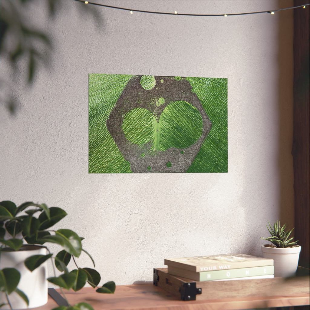 Groene abstracte cirkelkunst, matte horizontale poster | Moderne geometrische wanddecoratie 