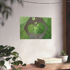 Groene abstracte cirkelkunst, matte horizontale poster | Moderne geometrische wanddecoratie 