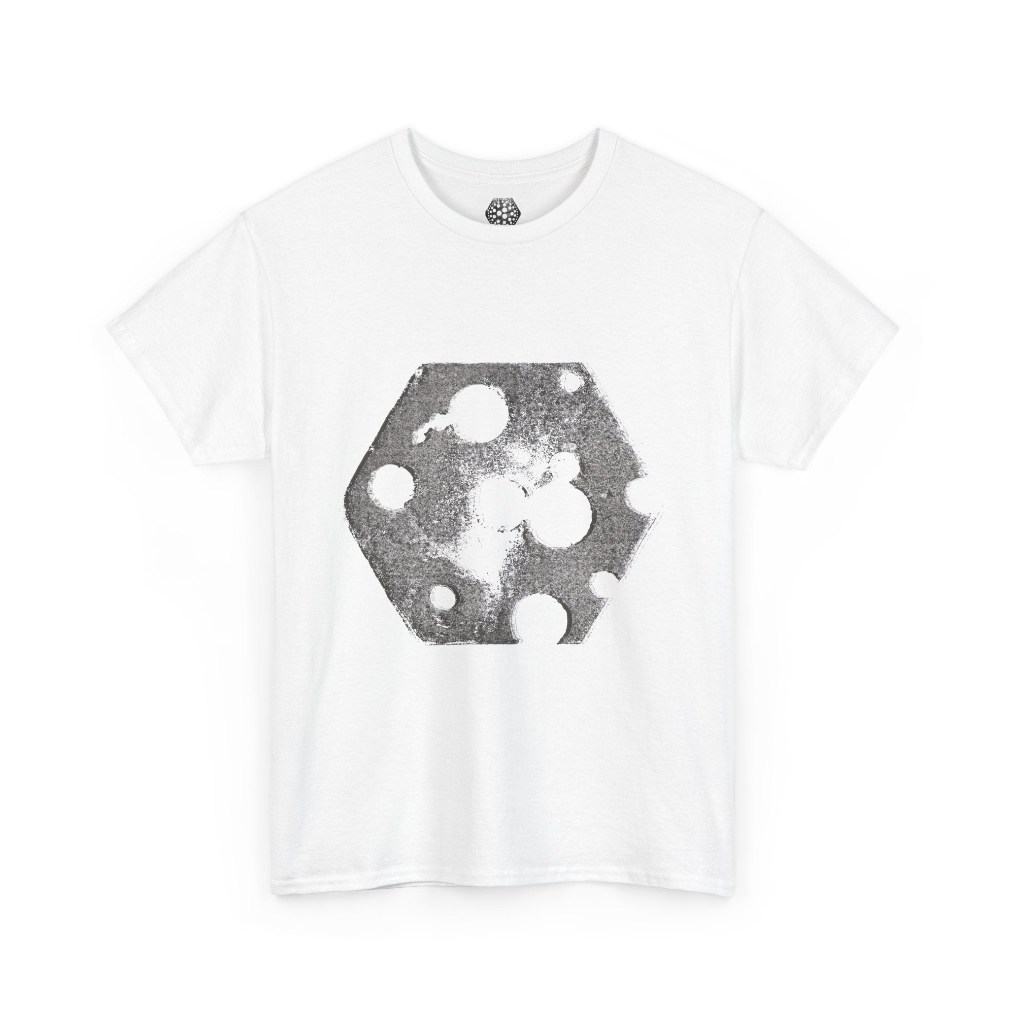 Hexagon Circles Graphic Tee — Digital Manual Print Art