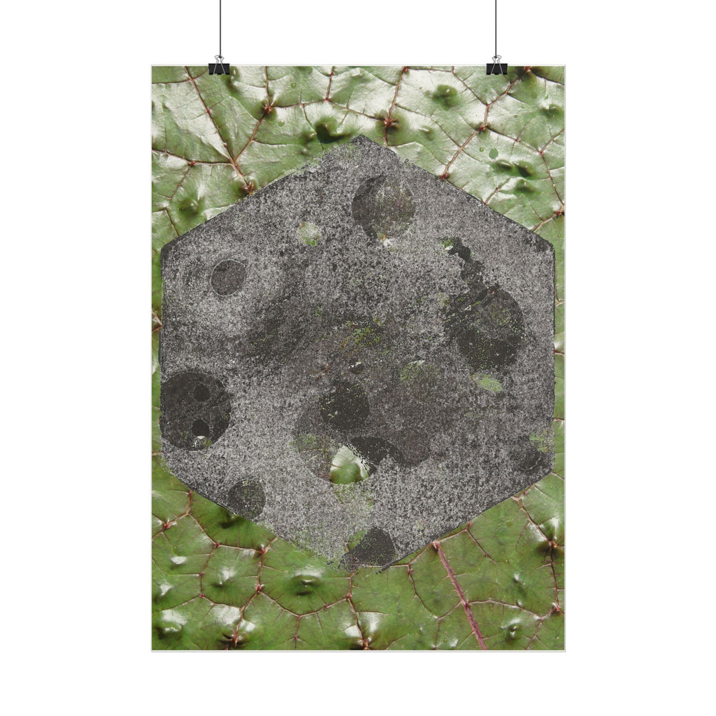 Botanische Maan Hex Poster — Verticale Natuur Kunstprint 