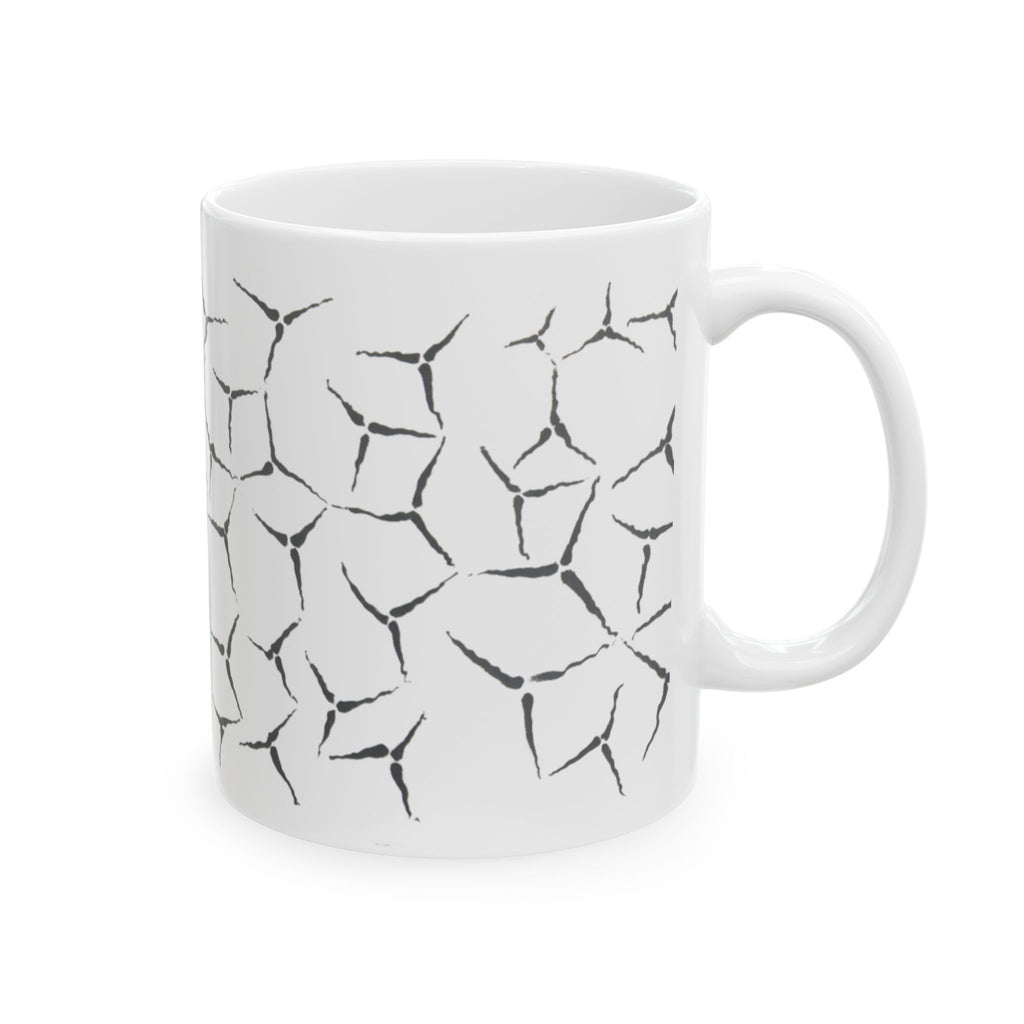 Keramische mok met gebarsten steenpatroon — Minimalistische zwart-witte koffiebeker (325 ml, 440 ml) 