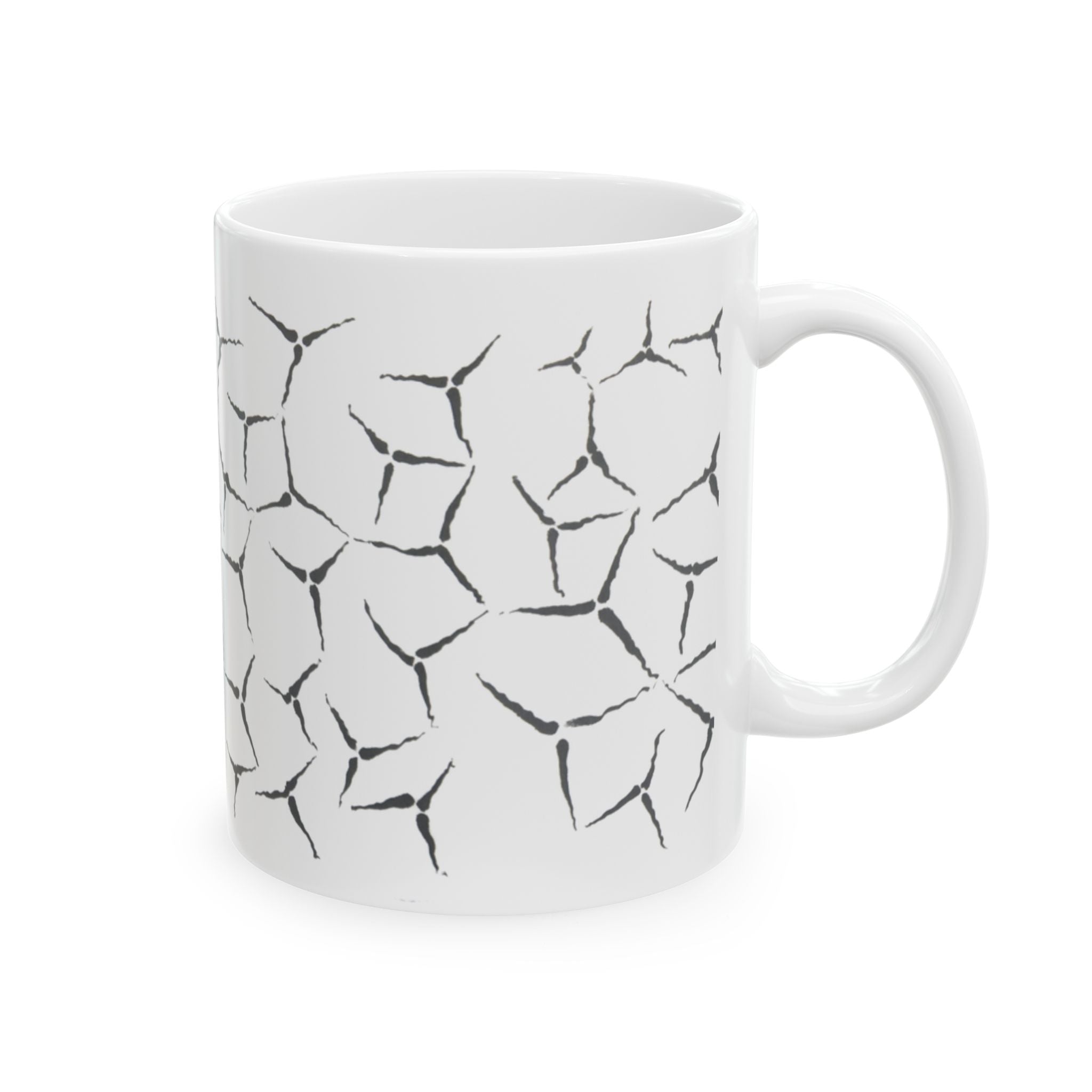 Keramische mok met gebarsten steenpatroon — Minimalistische zwart-witte koffiebeker (325 ml, 440 ml) 