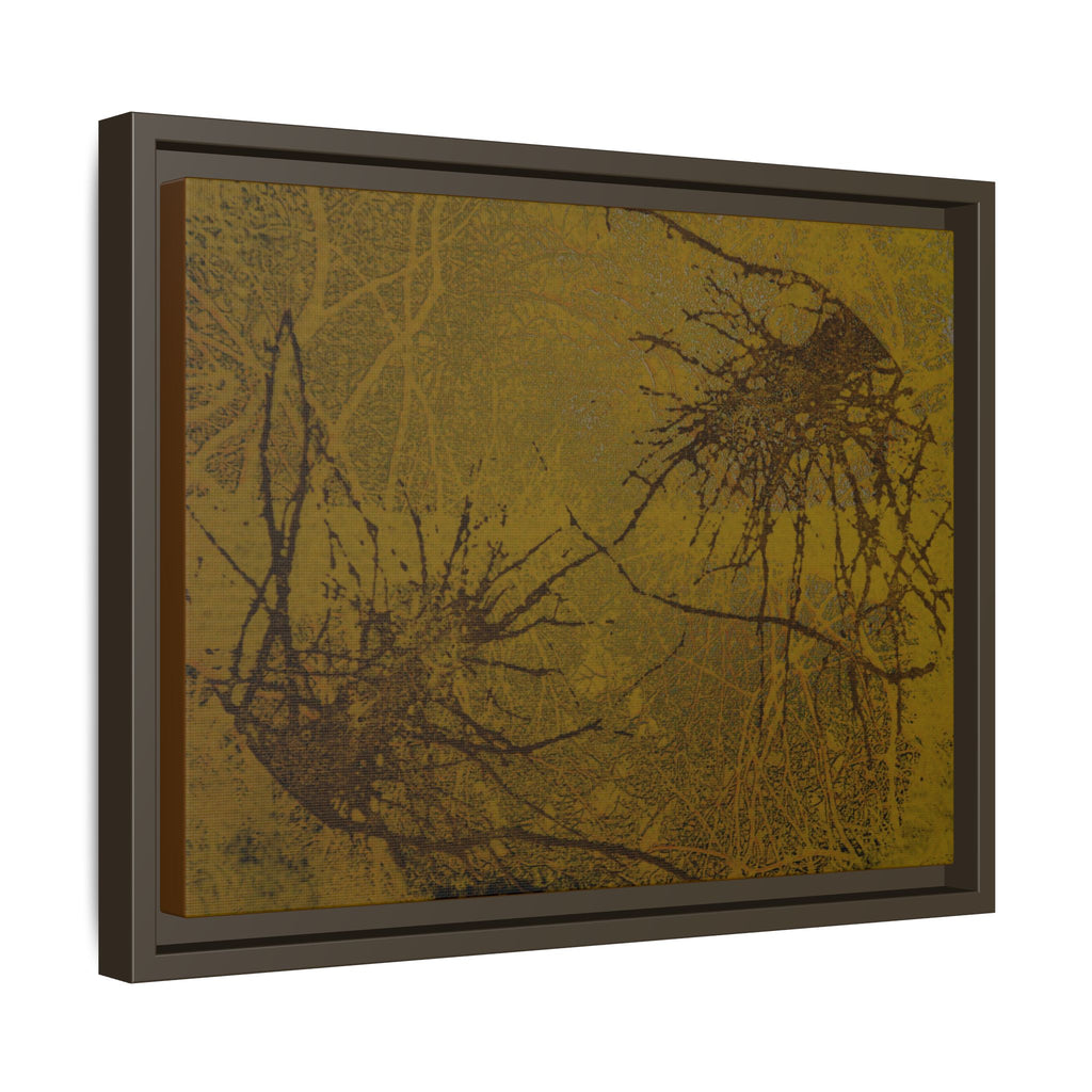 Ingelijst canvas met matte afwerking, nr. 01 — Reproductie van een houtsnijwerk van Twin Tree (Zwart &amp; Yukon Goud) 