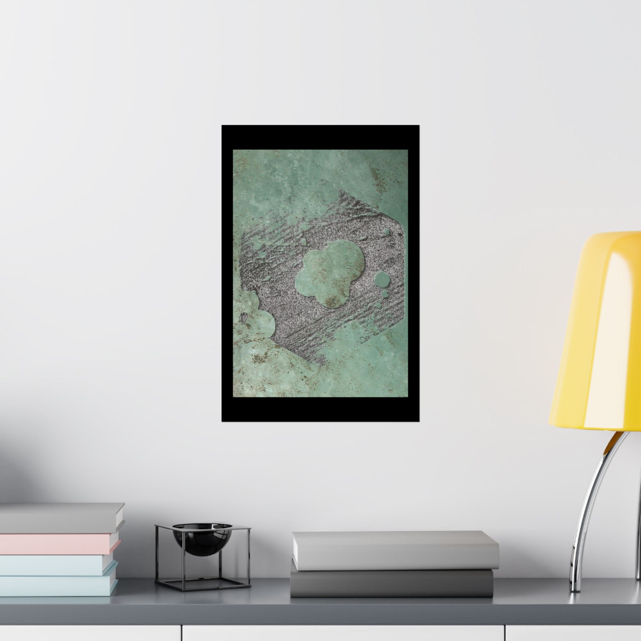 Patina Abstract Texture Matte Vertical Poster | Green Rust Industrial Wall Art