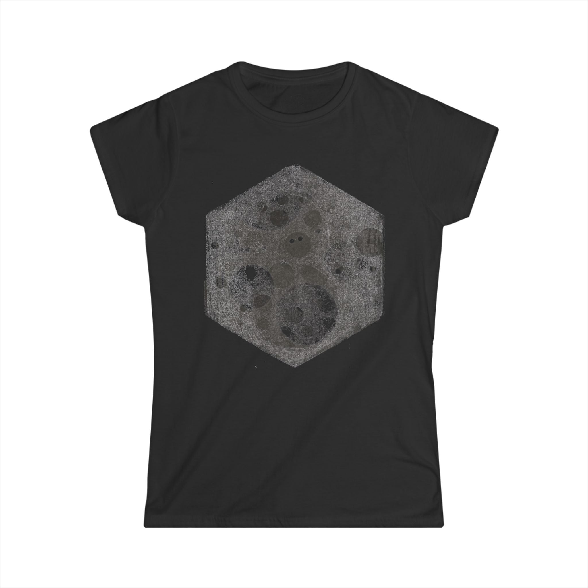 Damesshirt — Vintage ruimte zeshoekige maanprint 