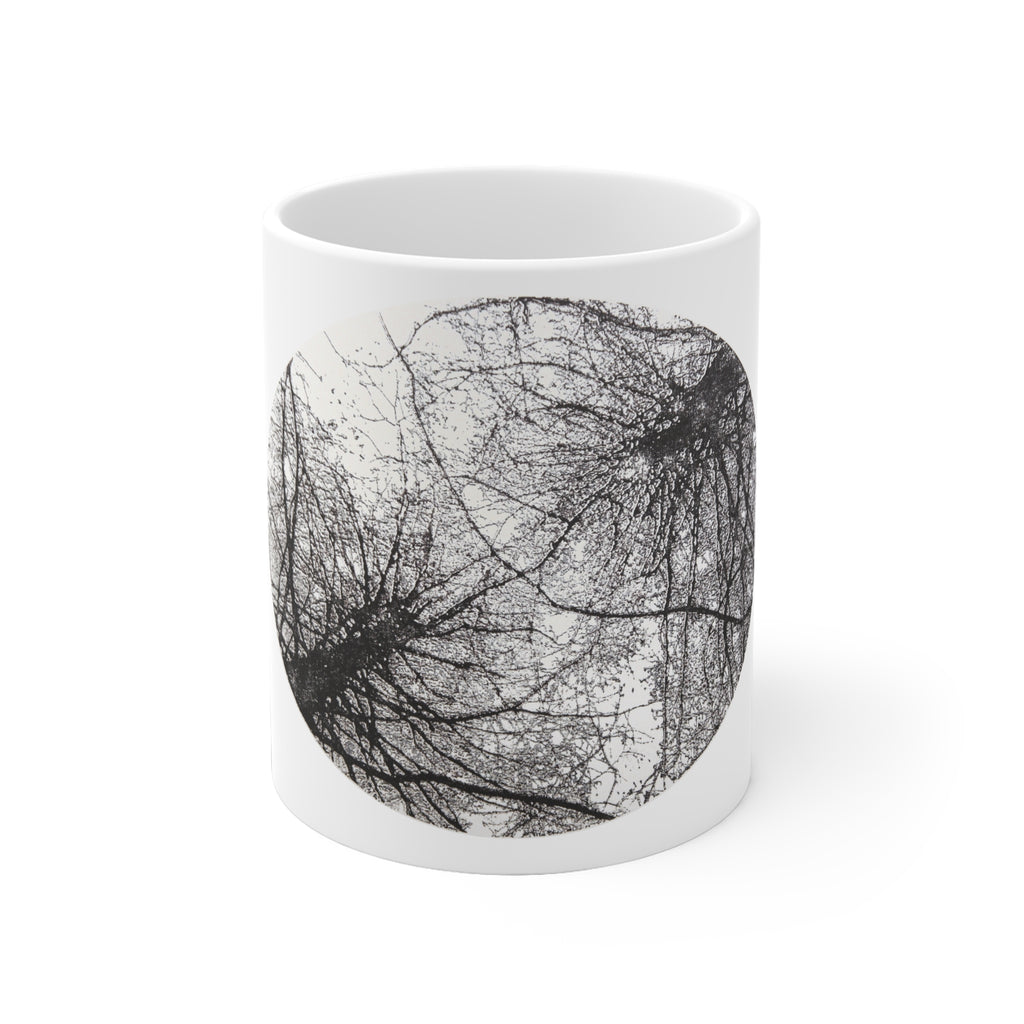 Black Tree Silhouette Ceramic Mug — Minimalist Forest Coffee Cup