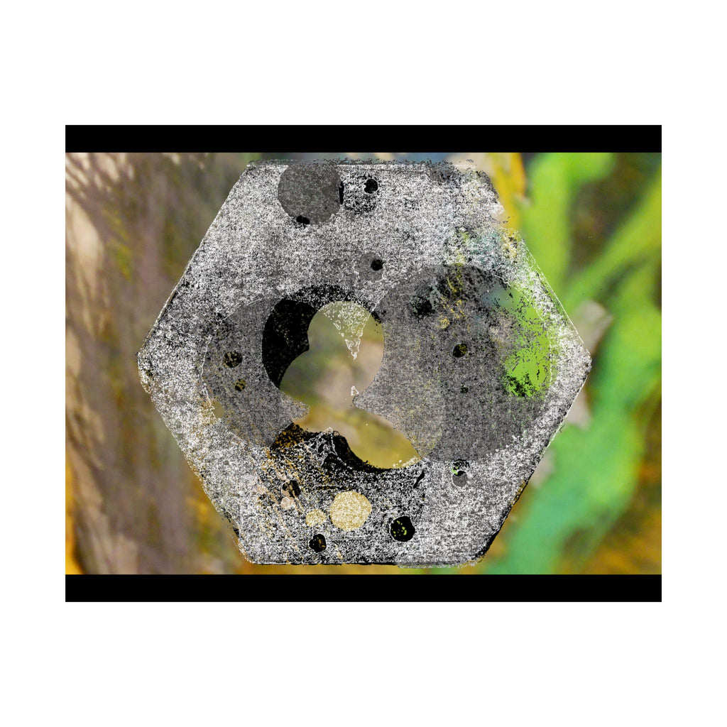 Abstract Hex Bolt Close-Up Matte Poster — Industrial Nature Wall Art