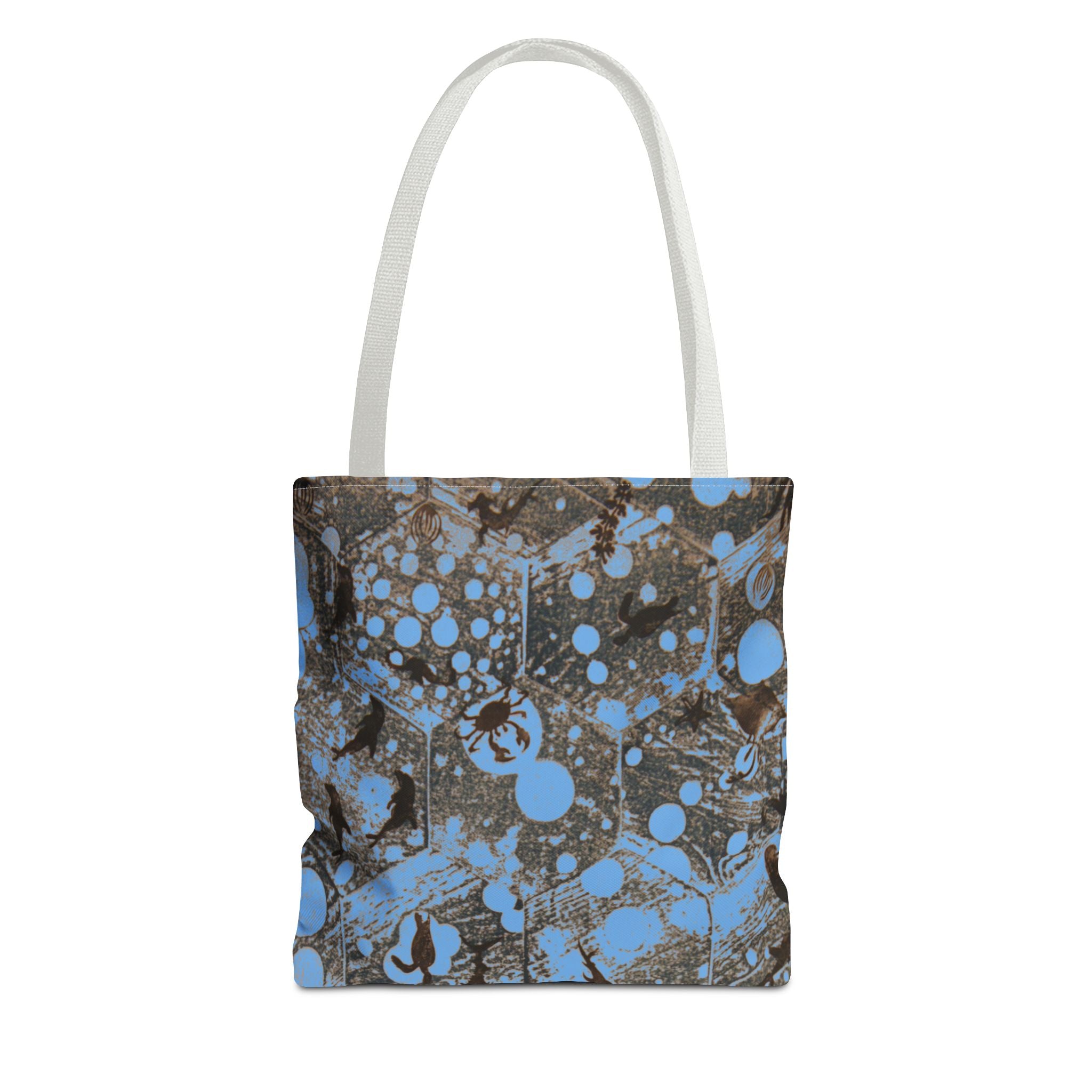 Abstract Blue Splatter Tote Bag - Artistic All-Over Print