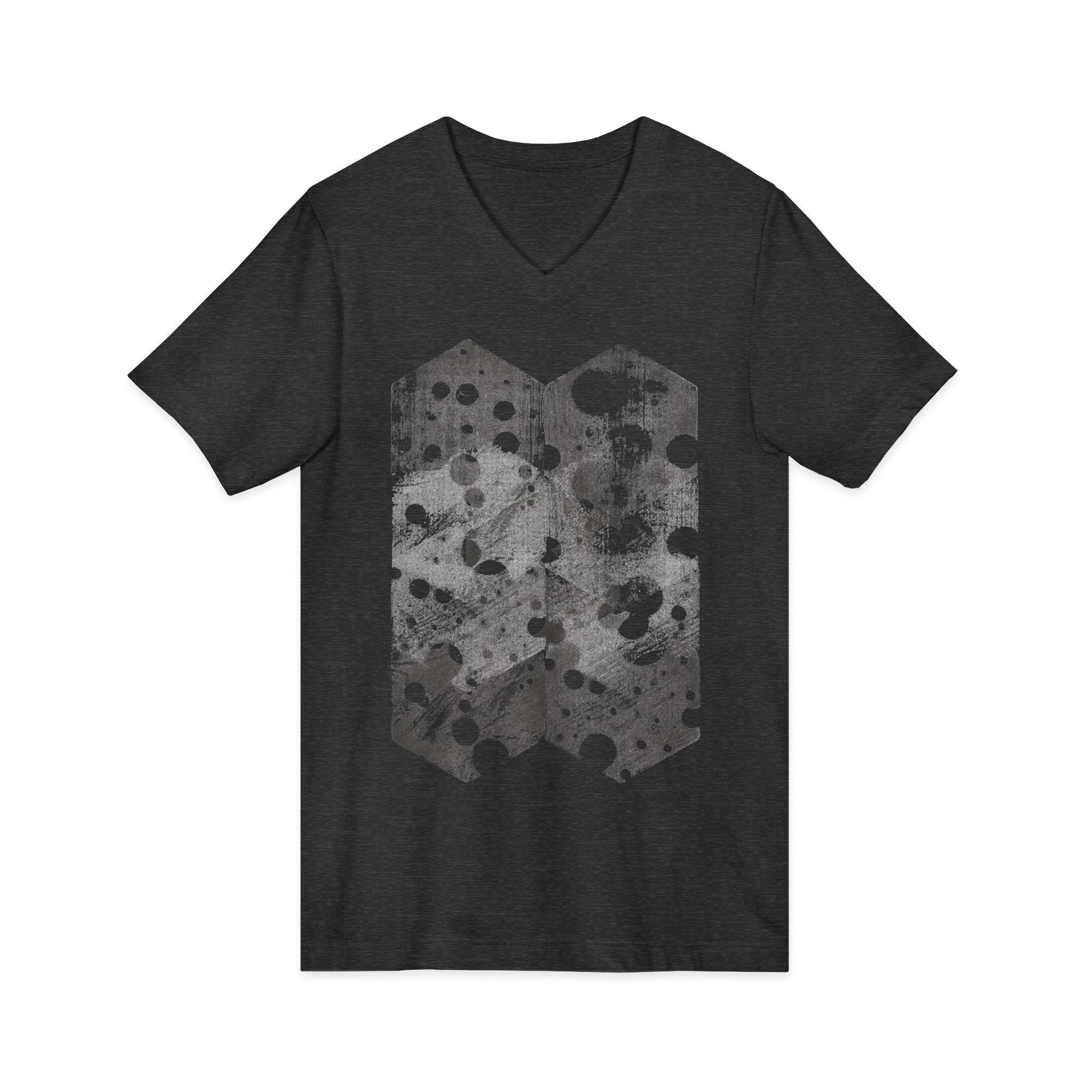 Hex Moon Graphic Tee Design Hex24 — Een vintage T-shirt met V-hals en ruimtekaasmotief, geïnspireerd op astronomie.