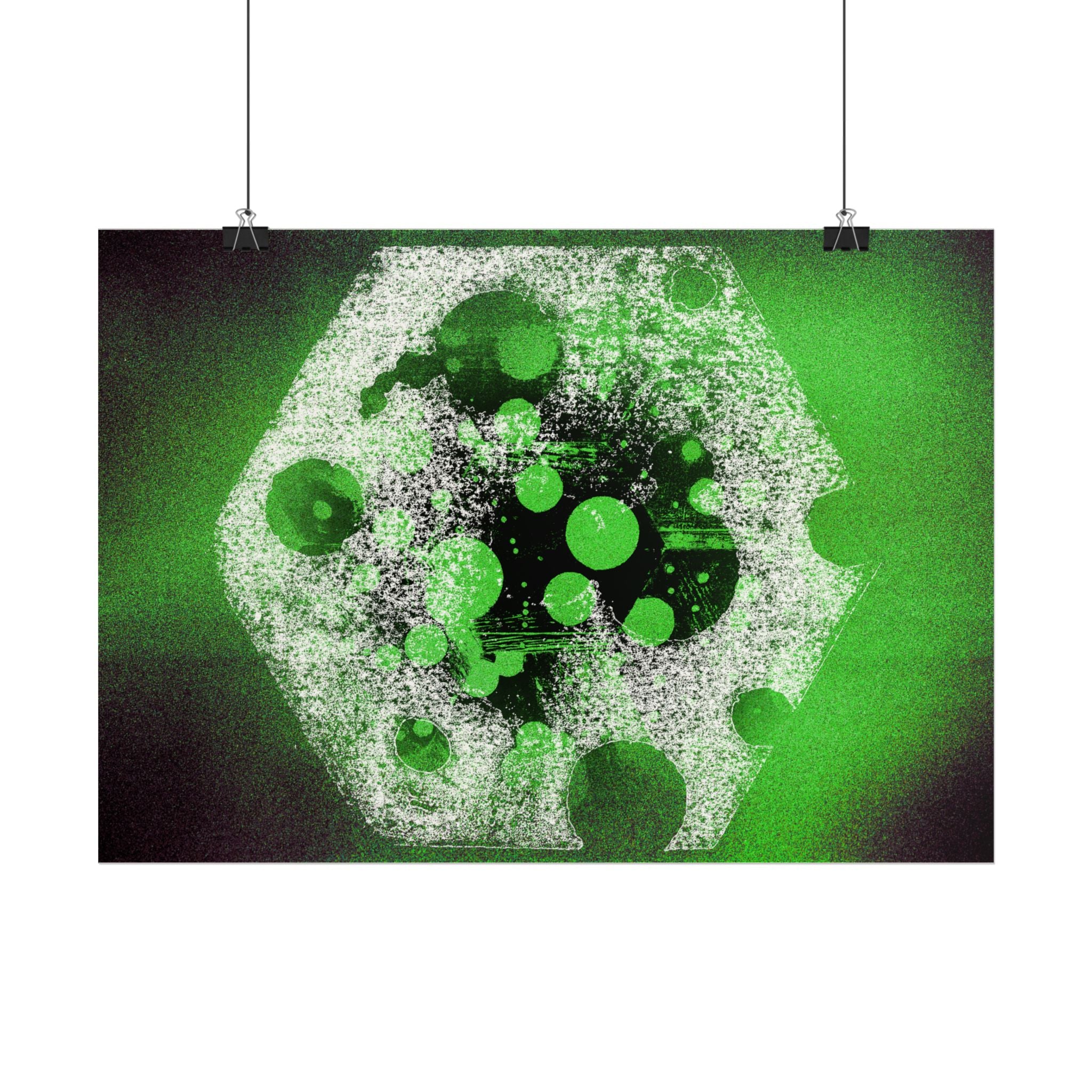 Abstract Green Bubble Matte Poster — Horizontal Modern Art Print