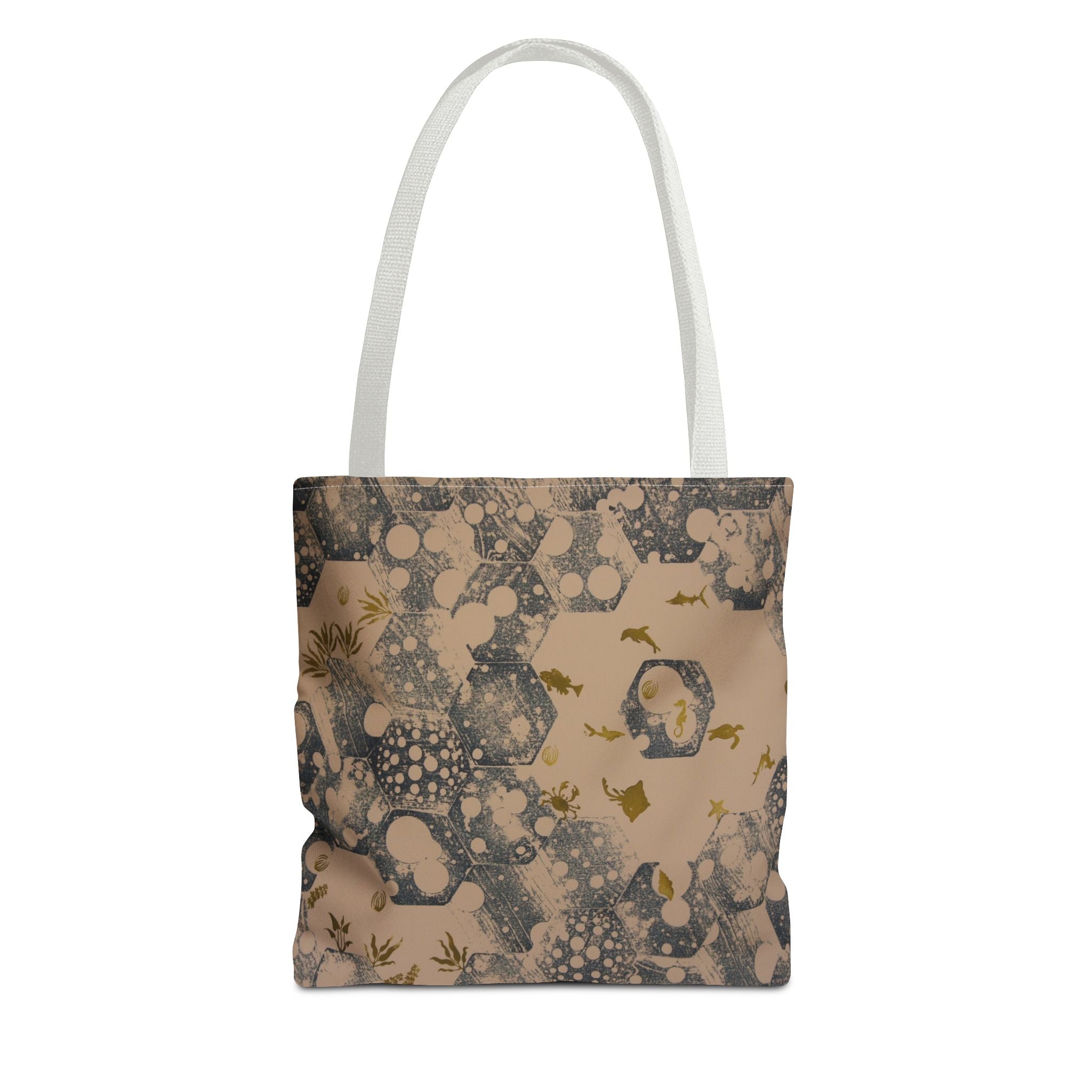 Abstract Marble Pattern Tote Bag — Neutral Honeycomb Bubble Design