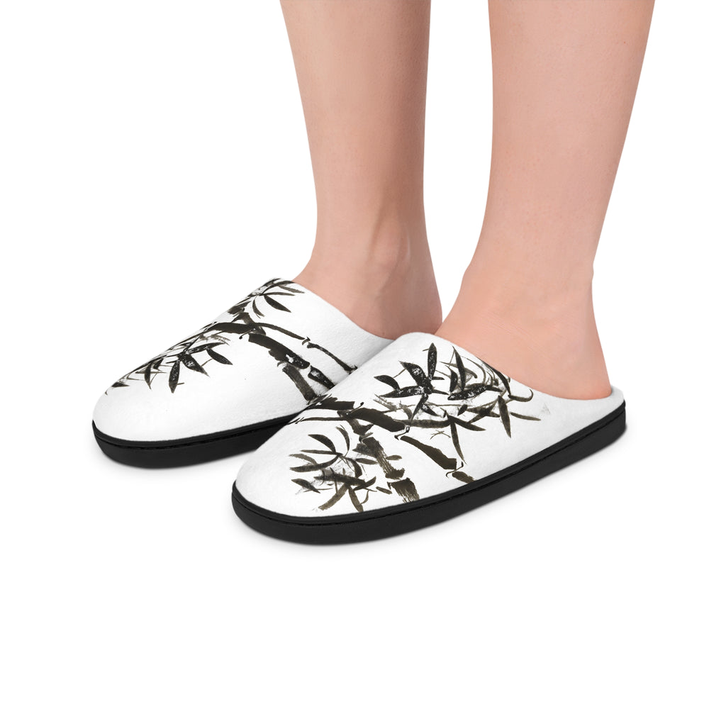 Men's Bamboo Print Indoor Slippers — Asian-Inspired Cozy House Shoes