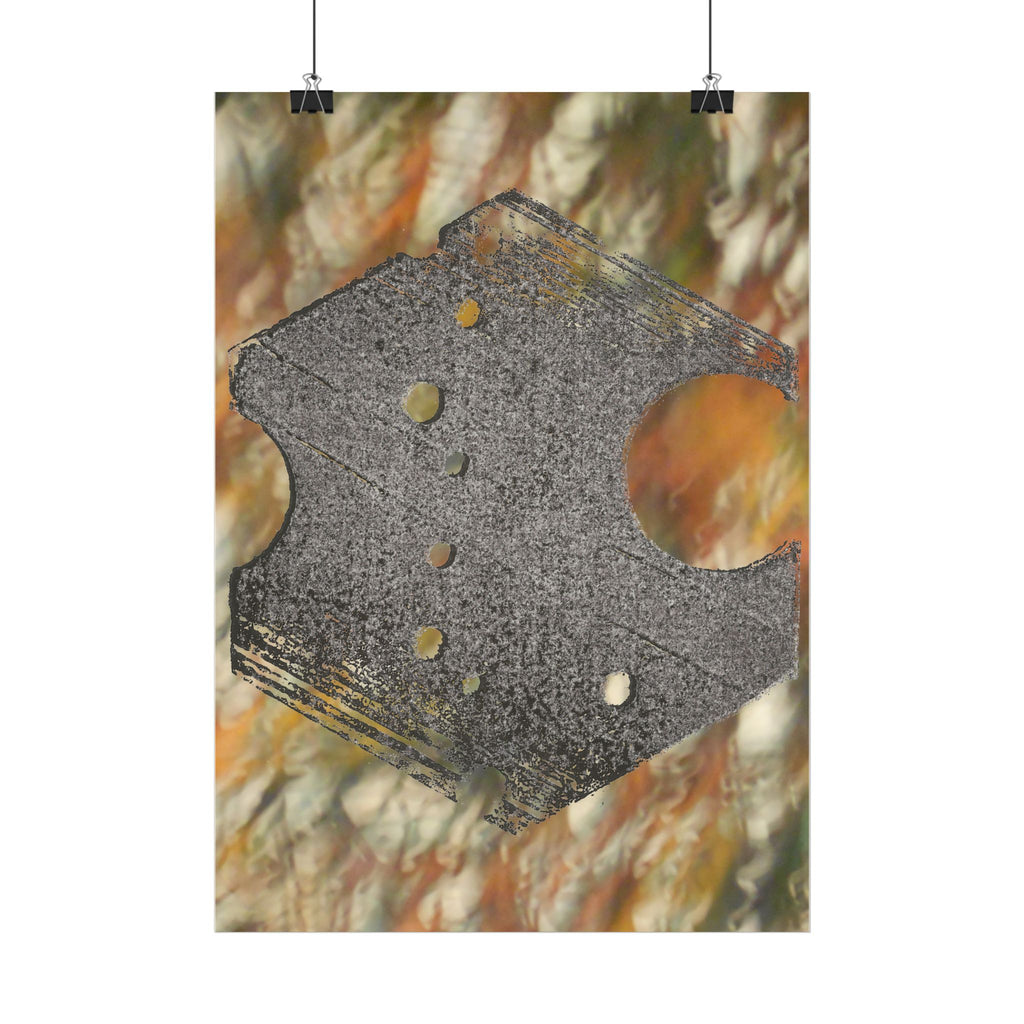 Abstracte geometrische zeshoekige kunstposter (verticaal) | Textuur in aardetinten 