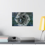 Abstract Hexagon Collage Matte Poster — Moody Blue Geometric Wall Art