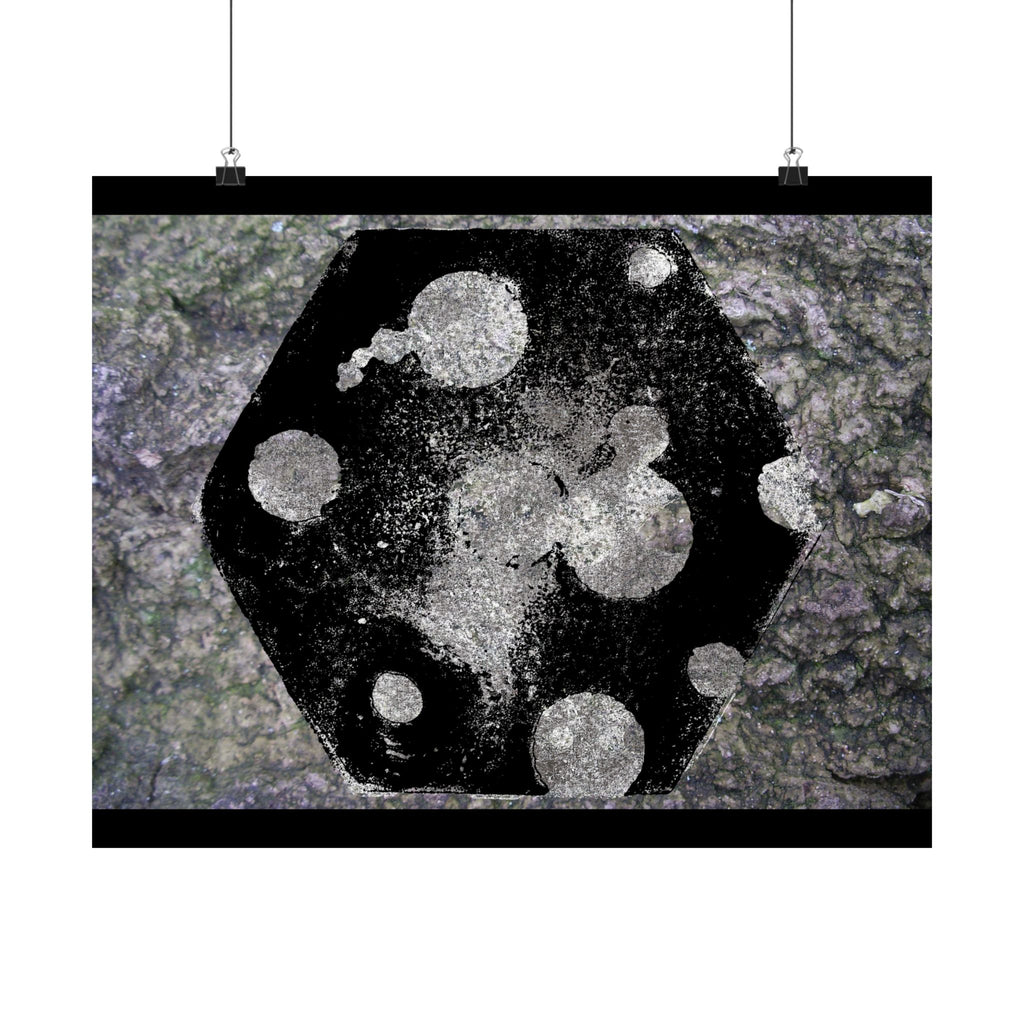 Abstract Galaxy Matte Poster — Black & Silver Cosmic Art (Horizontal)